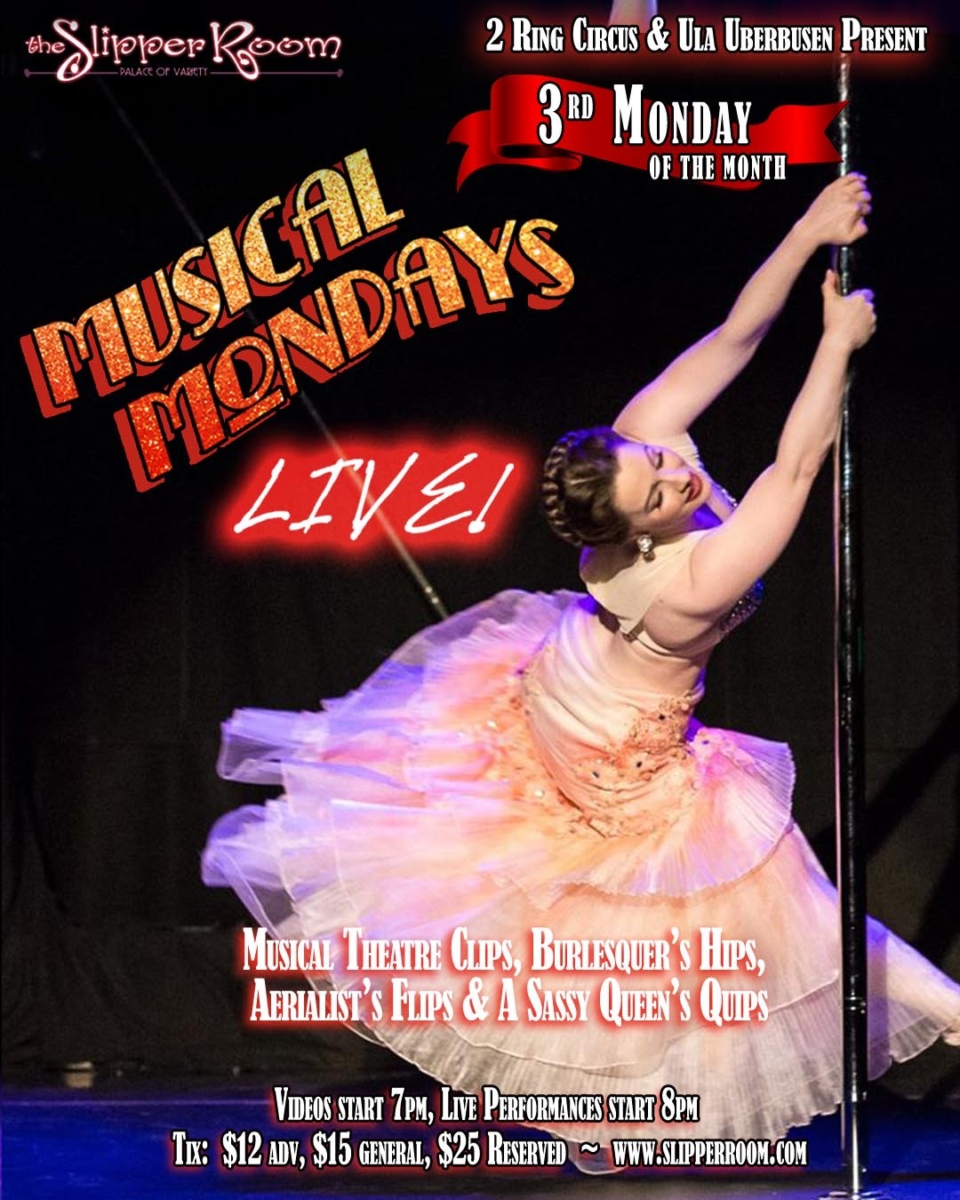Monday, February 18th. Featuring the wildly talented Ivory Fox! ?????? Doors 7pm/Show 8pm. ?Musical Theatre Clips, Burlesquer?s Hips, Aerialist?s Flips, & A Sassy Queen?s Quips? Discounted advance tickets at ? slipperroomnyc(dot)com ????? #musicalmondayslive is presented by @ulauberbusen & @2ringcircus and continues on the 3rd Monday of the month at the @slipperroomnyc. The February 18 edition features performances by @eve.starr @iambenfranklin @aerialjosh @ulauberbusen @mr.jackbarrow & @_theivoryfox_ ??? #musicalmondays #live #burlesque #boylesque #nycburlesque #cabaret #dragqueen #nycdrag #nycnightlife #burlesqueshow #singalong #broadway #musicaltheatre #showtunes #2ringcircus #nyc #circus #aerial #thingstodonyc #mondaynight #slipperroom #slipperroomnyc #liveentertainment