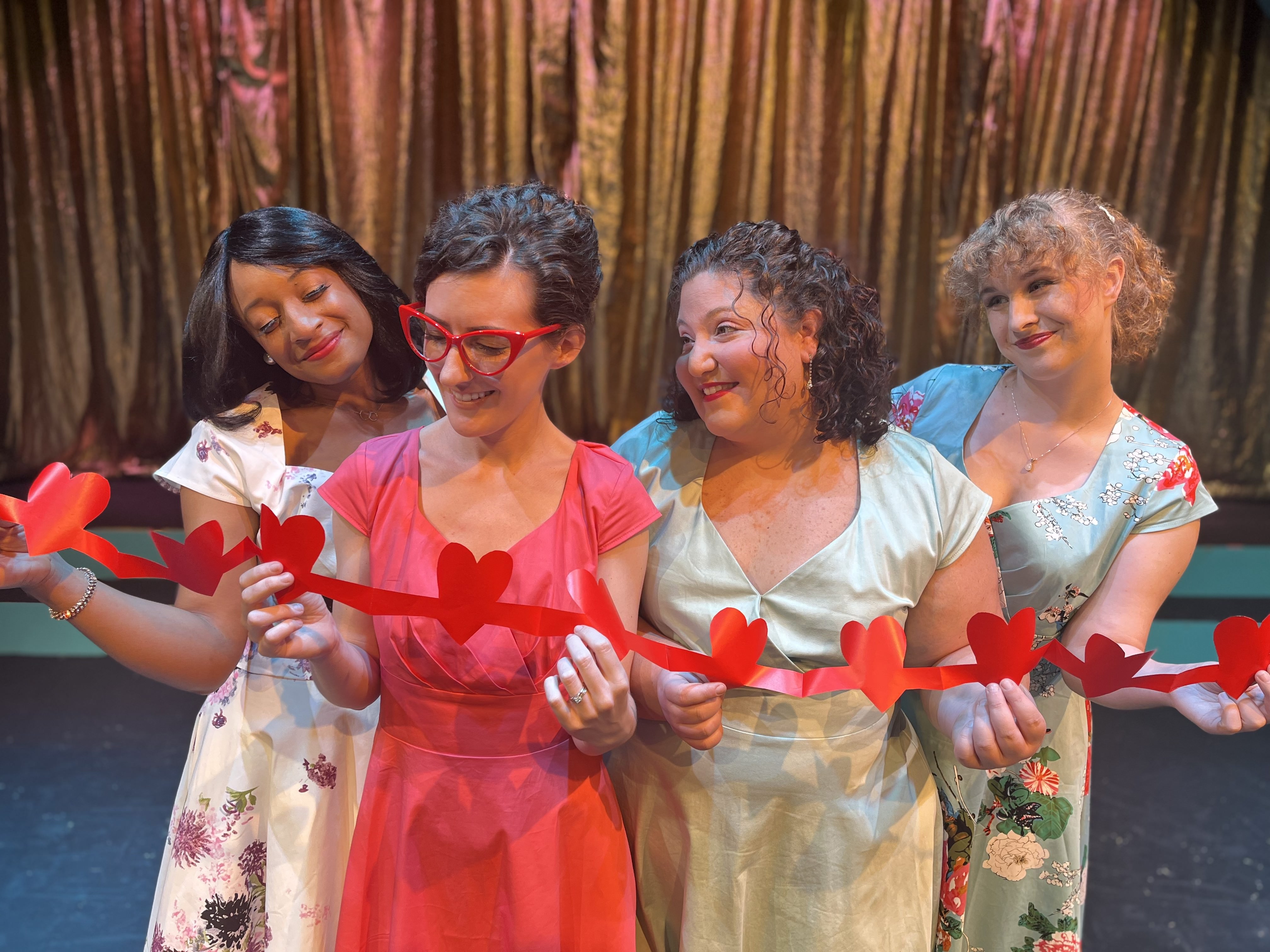 The cast of THE MARVELOUS WONDERETTES, from left to right: Natasha Truitt (Cindy Lou), Kristen Swenson (Missy), Maria Panvini (Betty Jean), and Meg Bryan (Suzy)