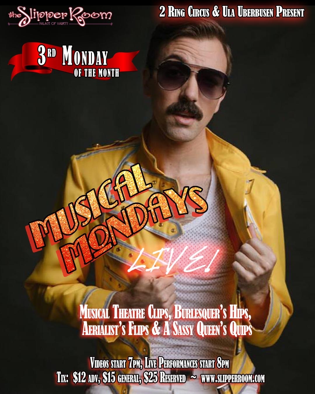 Monday, February 18th. Featuring the absolutely delightful Jack Barrow! ?????? Doors 7pm/Show 8pm. ?Musical Theatre Clips, Burlesquer?s Hips, Aerialist?s Flips, & A Sassy Queen?s Quips? Discounted advance tickets at ? slipperroomnyc(dot)com ????? #musicalmondayslive is presented by @ulauberbusen & @2ringcircus and continues on the 3rd Monday of the month at the @slipperroomnyc. The February 18 edition features performances by @eve.starr @iambenfranklin @aerialjosh @ulauberbusen @mr.jackbarrow & @_theivoryfox_ ? ? ? #musicalmondays #live #burlesque #boylesque #nycburlesque #cabaret #dragqueen #nycdrag #nycnightlife #burlesqueshow #singalong #broadway #musicaltheatre #showtunes #2ringcircus #nyc #circus #aerial #thingstodonyc #mondaynight #slipperroom #slipperroomnyc #liveentertainment