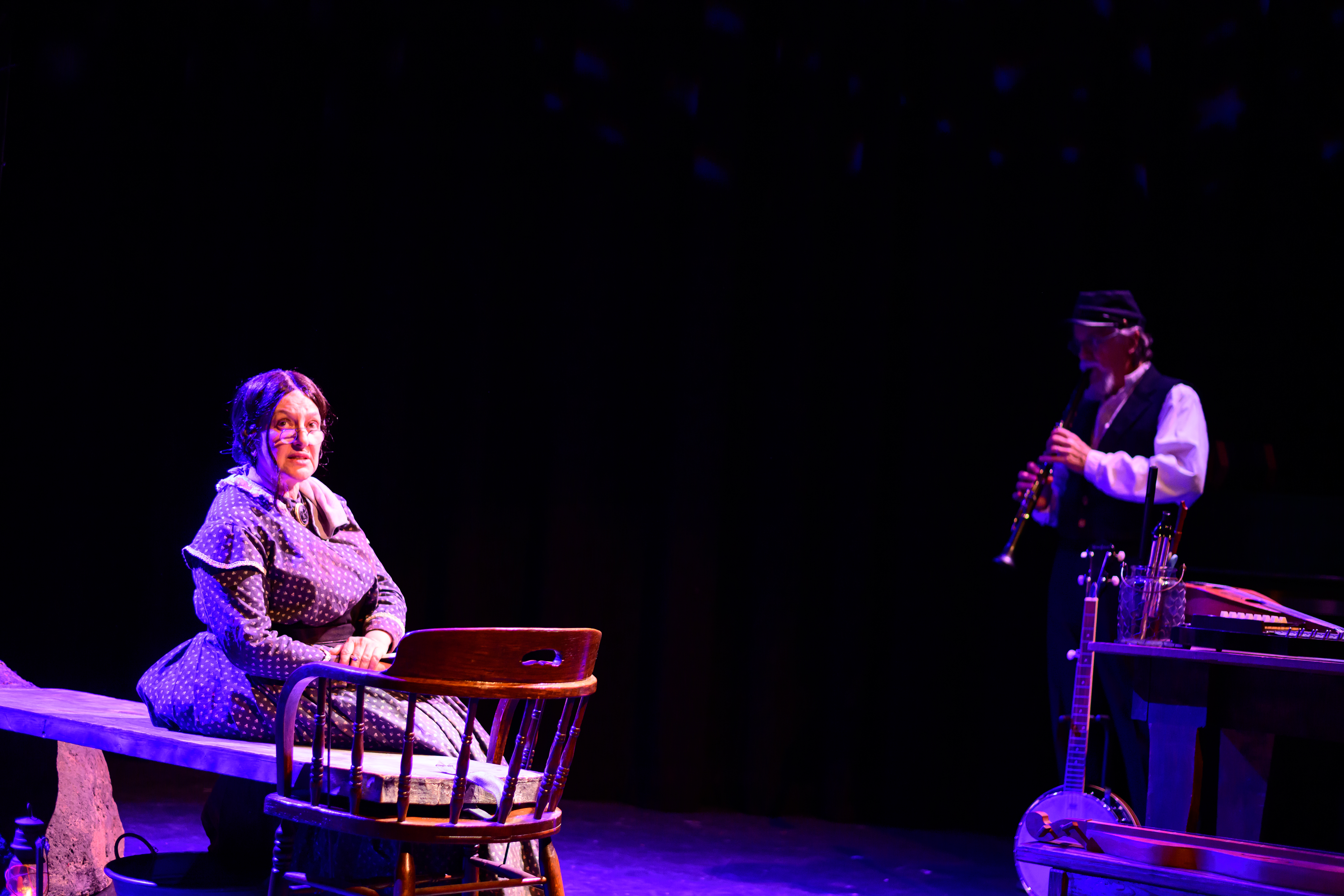 Kathleen McManus as Clara Barton & Clark Taylor as Musician (Photo credit: Jessica Fern Arts)