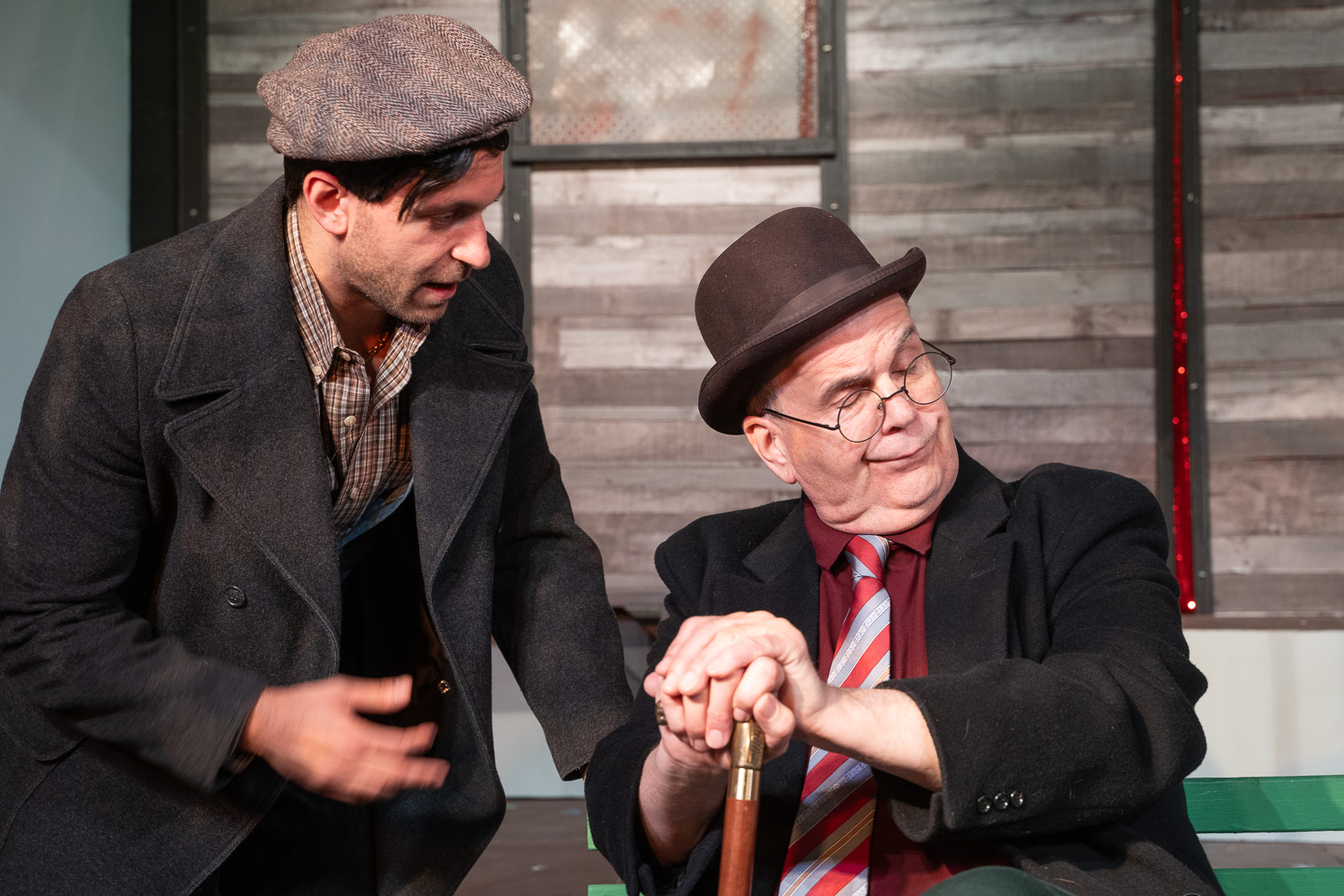 Max (Brandon Conti) and Uncle Freddie (Patrick Horan) in a scene from BENT opening on June 14th and running until June 29th at Nutley Little Theatre.