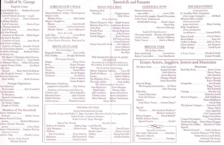 1989 BRISTOL RENAISSANCE FAIRE PROGRAMME LISTING OF DARRYL MAXIMILIAN ROBINSON AS SIR RICHARD DRURY KEMP-KEAN AND THE SHAKESPEAREAN PLAYERS OF BRISTOL!: Peruse the center of the image to view the names of the young performers who would establish the VERY FIRST, IN-HOUSE SHAKESPEAREAN TROUPE OF THE BRISTOL RENAISSANCE FAIRE OF KENOSHA, WISCONSIN!