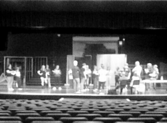 This is our student director James working with some of our cast in Act 1 Scene 3. I am sorry that the quality is terrible. 1