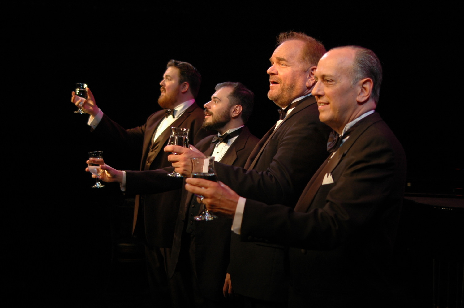 (l to r) Philip Himebook, Charles McGowan, Chuck Hodges and Joe Lackie in 3 Memphis Tenors and a Baritone in the Next Stage at Theatre Memphis July 7 - 23, 2017.