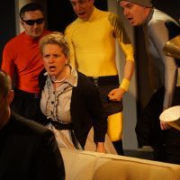 John Arthur Lewis (Troy), Adam Zaininger (Sun), Laura Sturm (Joyce), Will Burdin (Wind), Colin Jackson (Thunder), and Joel Moses (Rain) in Organic Theater’s production of Tiresias Was A Weatherman, directed by Josh Anderson, associate director Anna Gelman, May 31 – July 6, 2018. Photo by Anna Gelman. John Arthur Lewis (Troy), Adam Zaininger (Sun), Laura Sturm (Joyce), Will Burdin (Wind), Colin Jackson (Thunder), and Joel Moses (Rain) in Organic Theater’s production of Tiresias Was A Weatherman, directed by Josh Anderson, associate director Anna Gelman, May 31 – July 6, 2018. Photo by Anna Gelman.