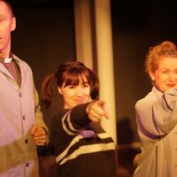 John Arthur Lewis (Troy), Nyssa Lowenstein (Charlie), and Laura Sturm (Joyce) in Organic Theater’s production of Tiresias Was A Weatherman, directed by Josh Anderson, associate director Anna Gelman, May 31 – July 6, 2018. Photo by Anna Gelman. John Arthur Lewis (Troy), Nyssa Lowenstein (Charlie), and Laura Sturm (Joyce) in Organic Theater’s production of Tiresias Was A Weatherman, directed by Josh Anderson, associate director Anna Gelman, May 31 – July 6, 2018. Photo by Anna Gelman.