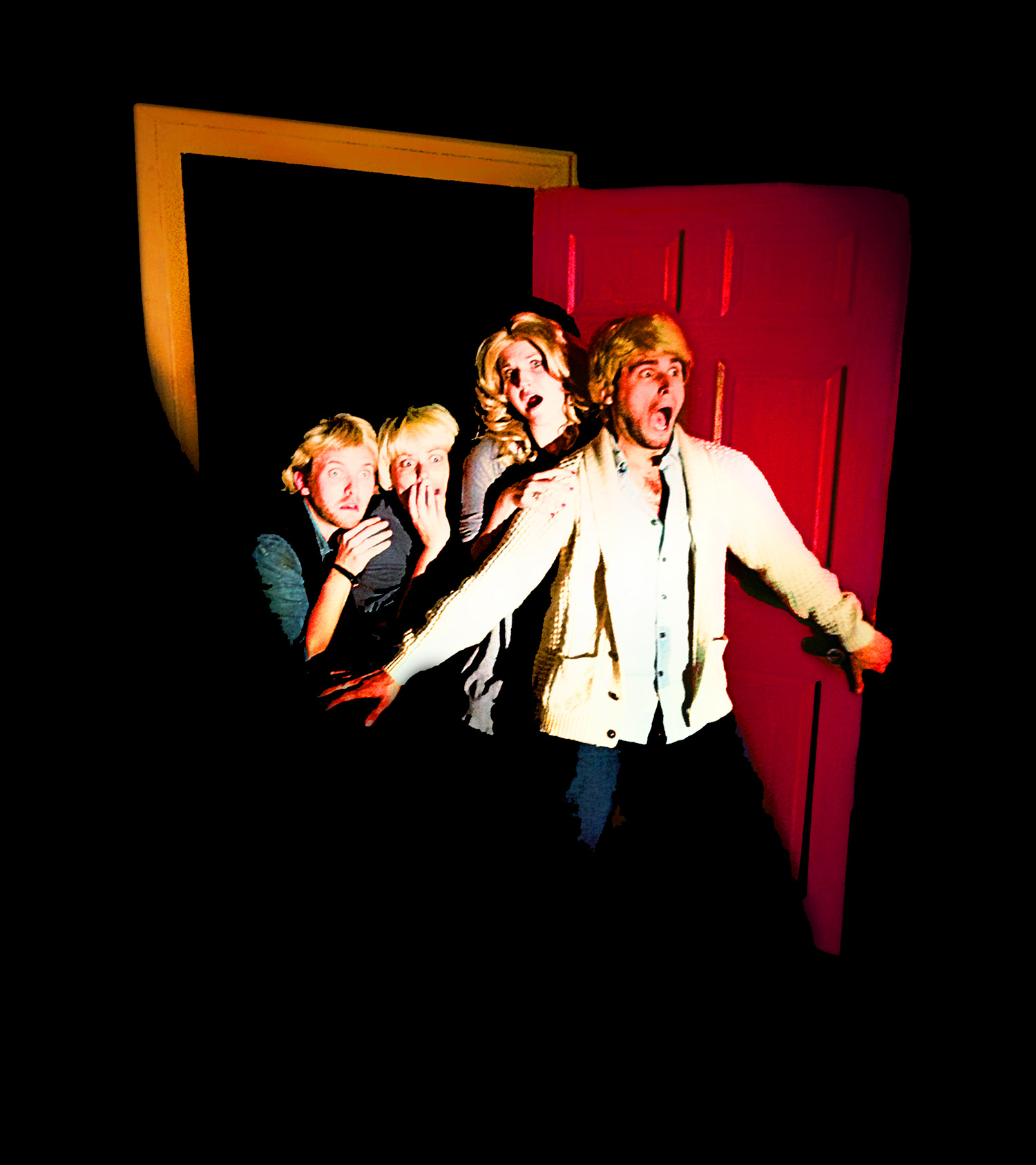What horrors await the children (l to r, Matthew Arrington, Suzan M. Jacokes, Julie Spittle, Vince Kelley) in the attic? Find out in the hilarious parody, Flowers Up Her Attic, playing at Ferndale's Ringwald Theatre from October 13-29, 2012. Photo by Joe Plambeck. 1