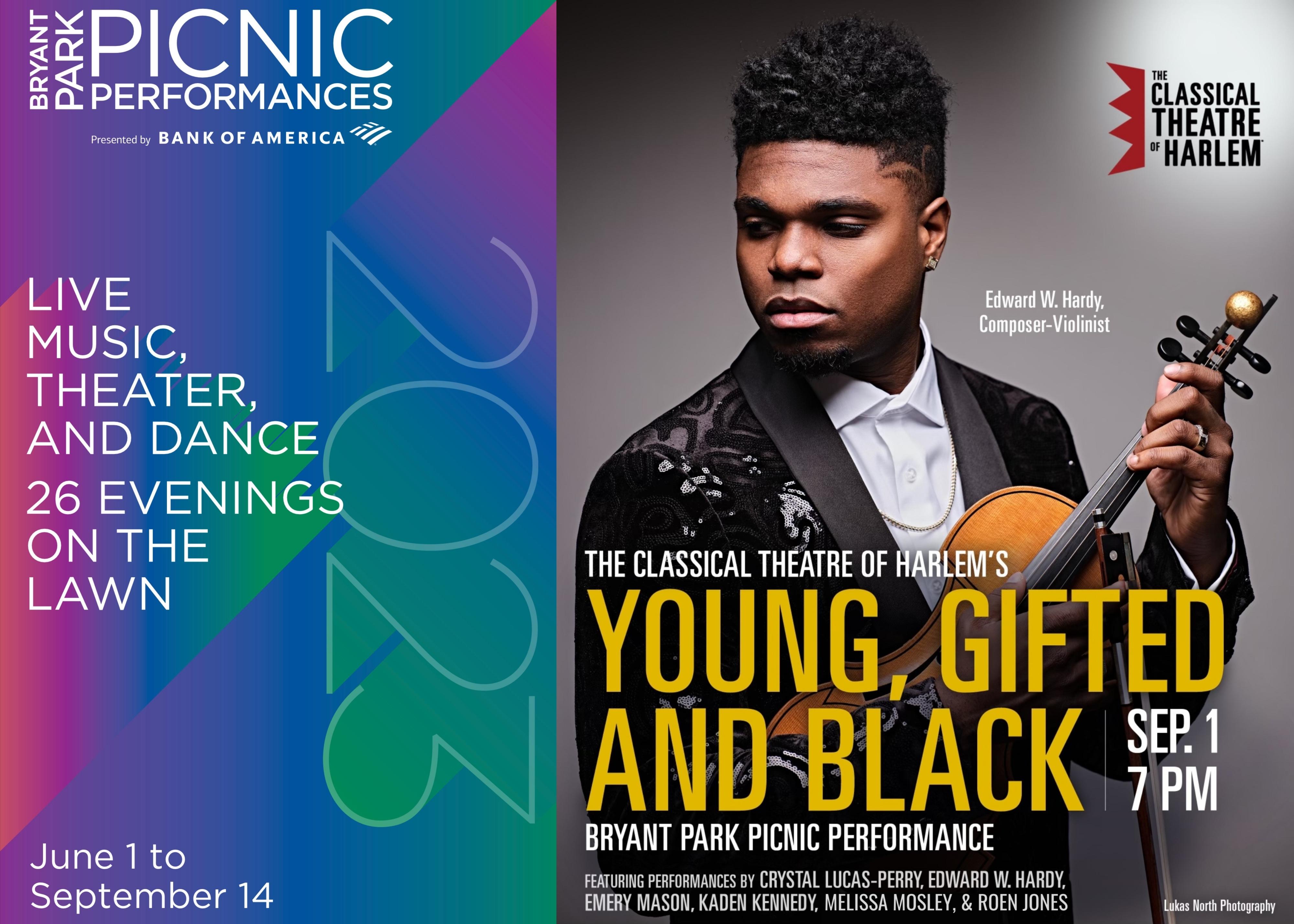 The Classical Theatre of Harlem: YOUNG, GIFTED AND BLACK, Bryant Park Picnic Performances, Edward W. Hardy poster (2023)