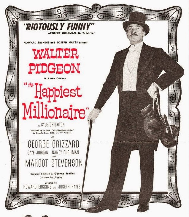 The late, great stage and screen legend Walter Pidgeon starred as Mr. Anthony J. Drexel-Biddle in the original 1956 Broadway production of Kyle Crichton's The Happiest Millionaire. 