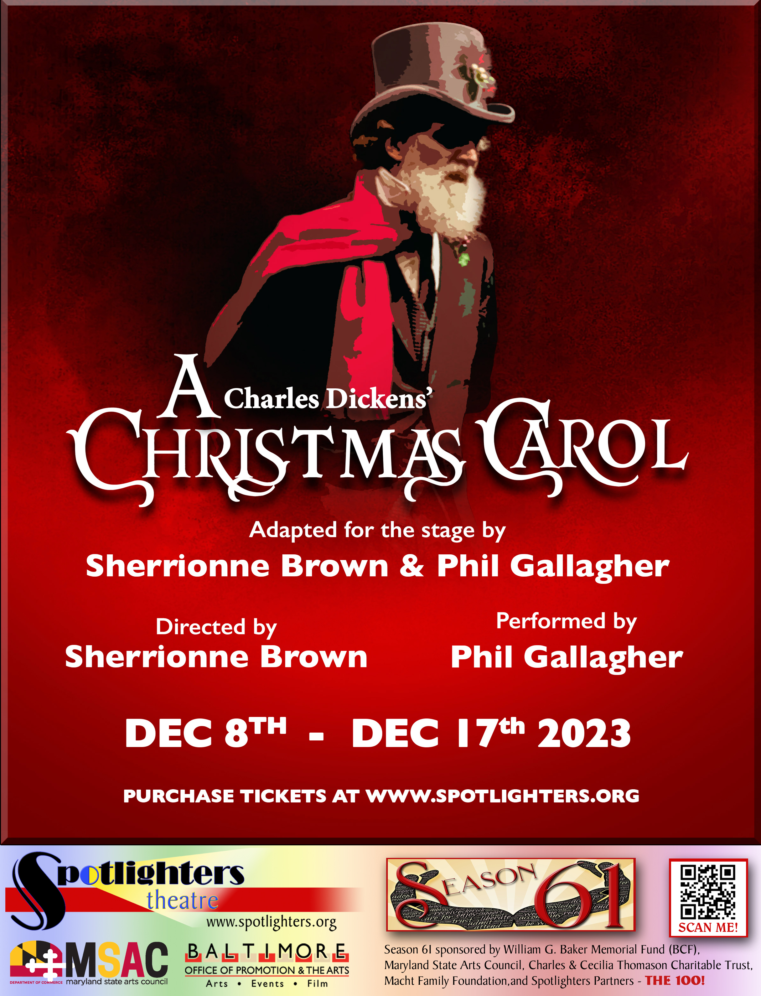 A Dickens'''' Christmas Carol Dec 8 - 17, 2023 SEVEN Performances www.spotlighters.org/christmascarol