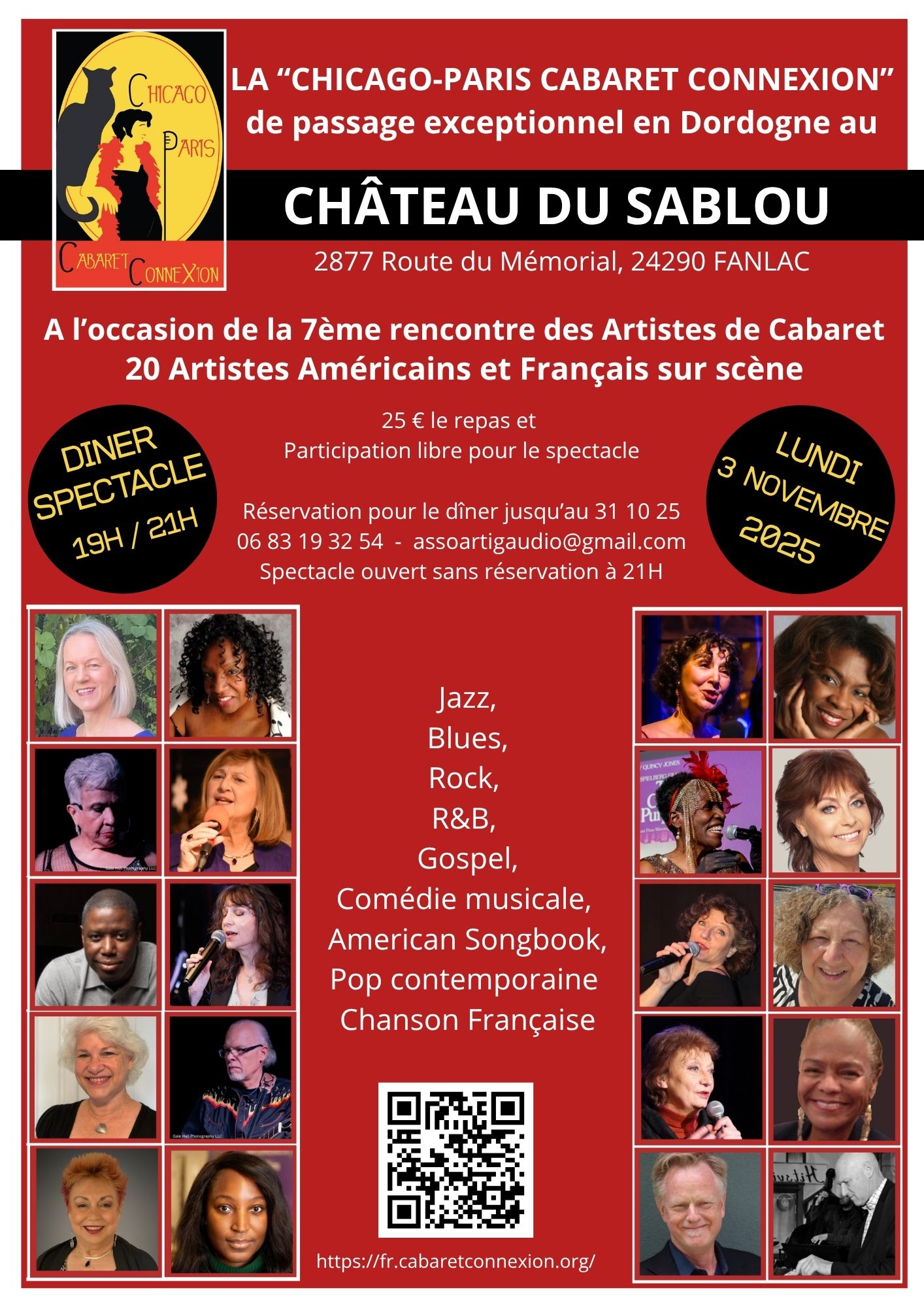 Promo Poster of Chicago Paris Cabaret Connexion https://cabaretconnexion.org/rsvp2025 #jazz #blues, #chicagomusic #gospel #americansongbook #chansonsfrancaise #popmusic 