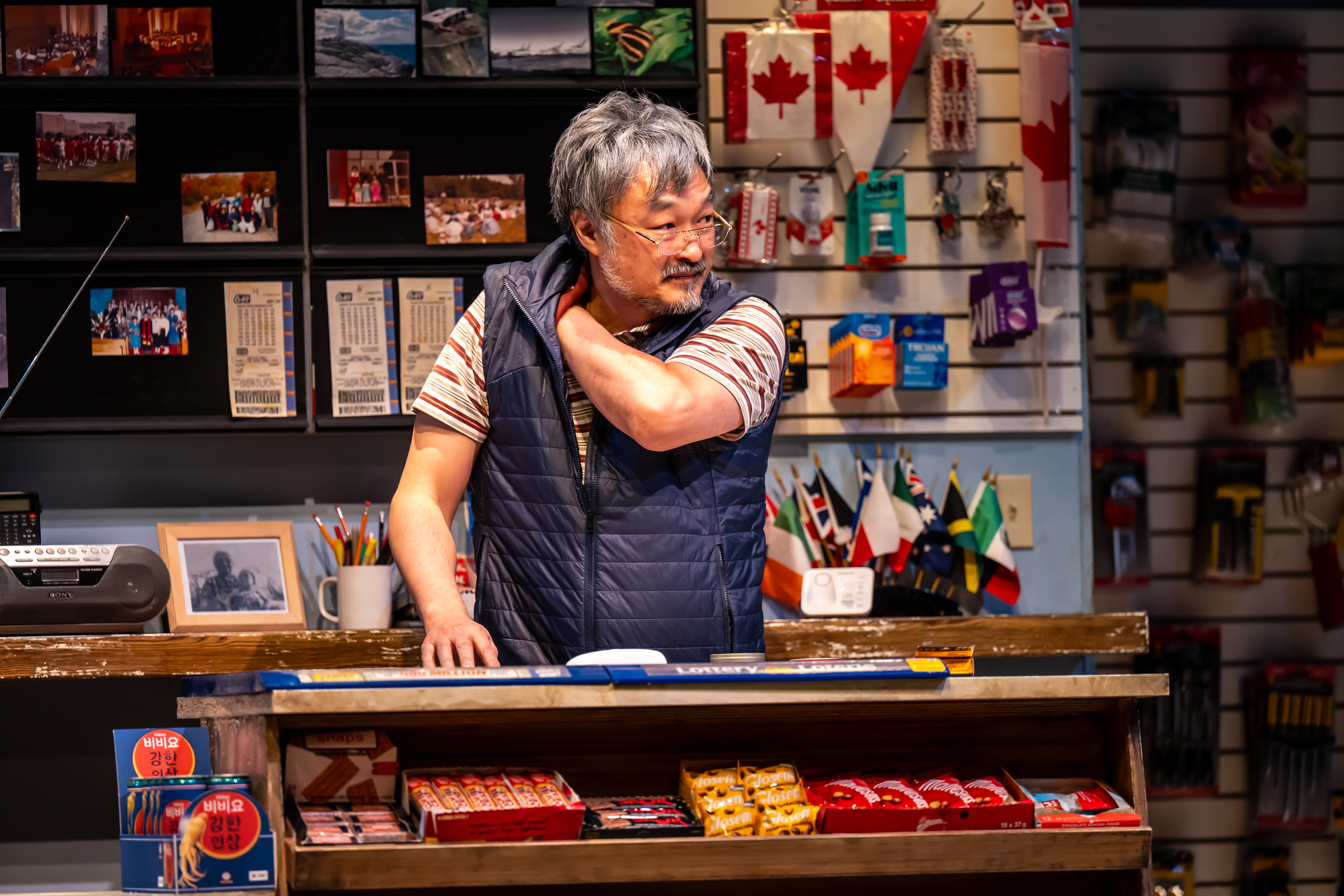 Ins Choi in Kim?s Convenience (2025). A Soulpepper Production in association with American Conservatory Theater & Adam Blanshay Productions. Photo by Dahlia Katz Ins Choi in Kim?s Convenience (2025). A Soulpepper Production in association with American Conservatory Theater & Adam Blanshay Productions. Photo by Dahlia Katz