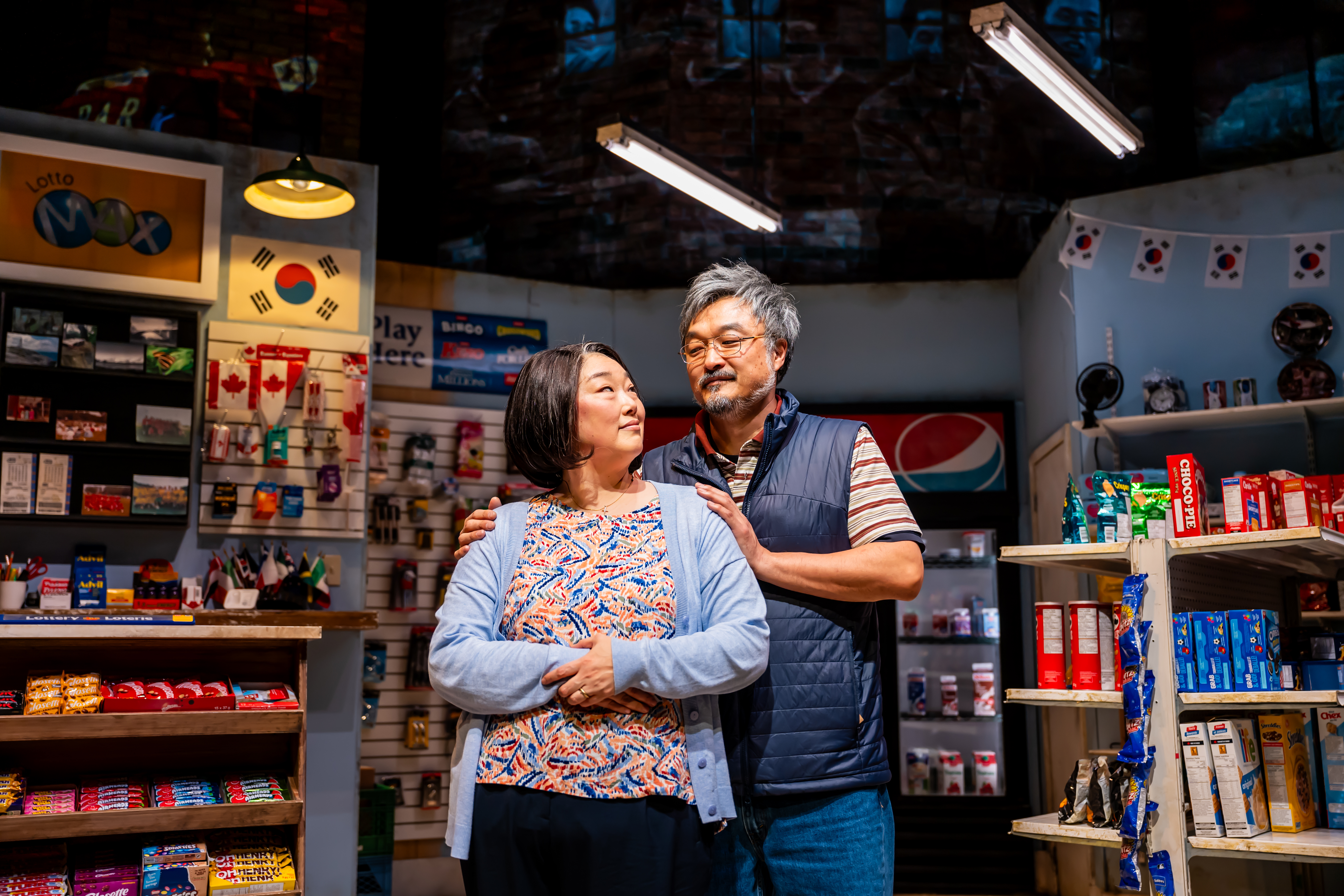 Esther Chung and Ins Choi in Kim?s Convenience (2025). A Soulpepper Production in association with American Conservatory Theater & Adam Blanshay Productions. Photo by Dahlia Katz