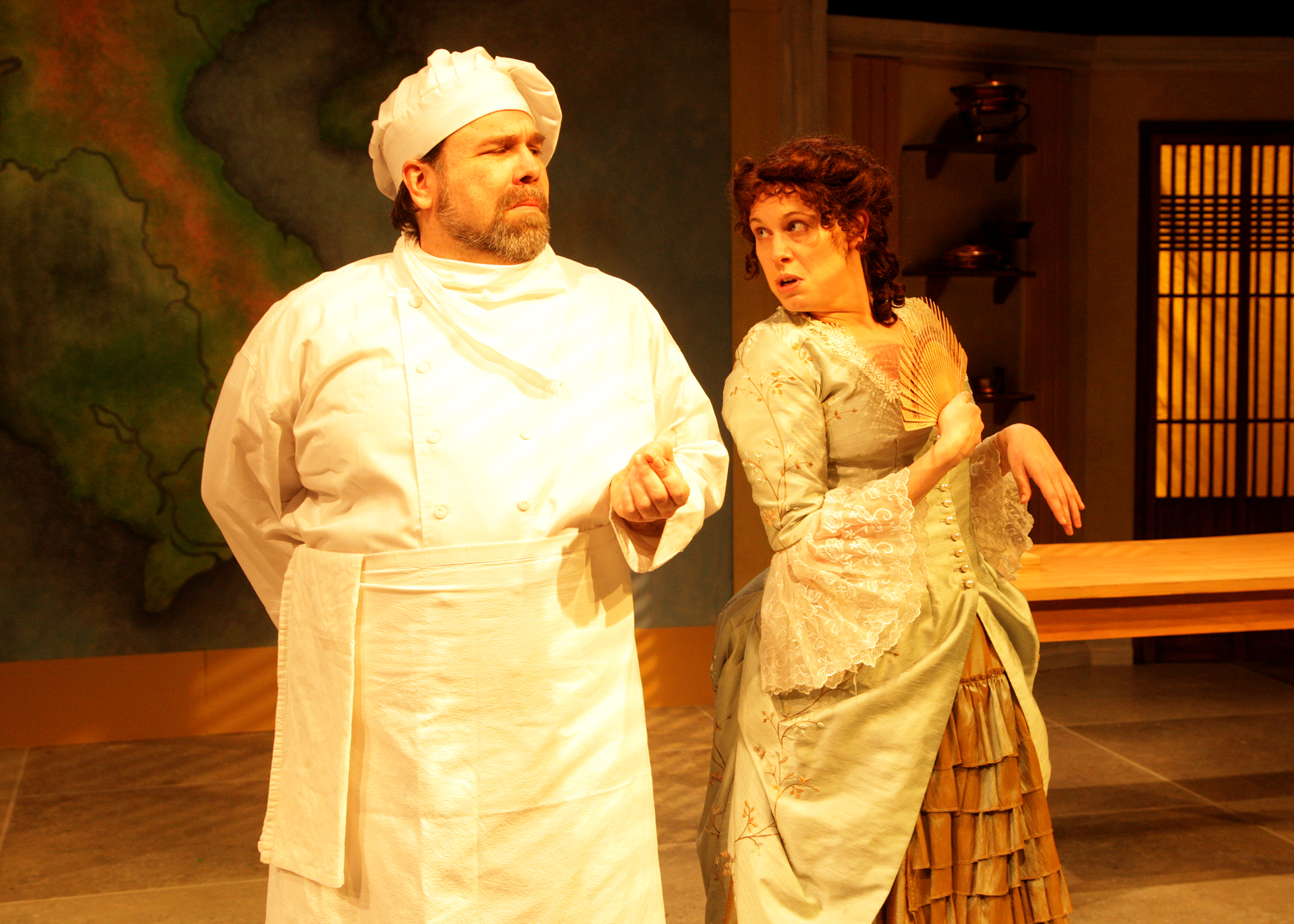 Casey Long as Guillaume and Chloe Gay Brewer as Madame Gagnier in the rolling world premiere of 