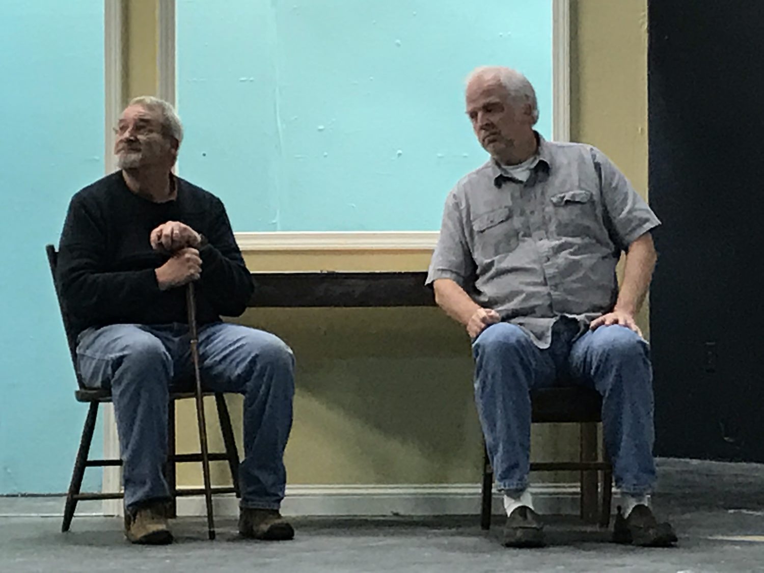 Chuck Rafferty, of Laurel, DE, as Willie Clark, rehearses with John Moller, of Dover, DE, as Ben Silverman. 2