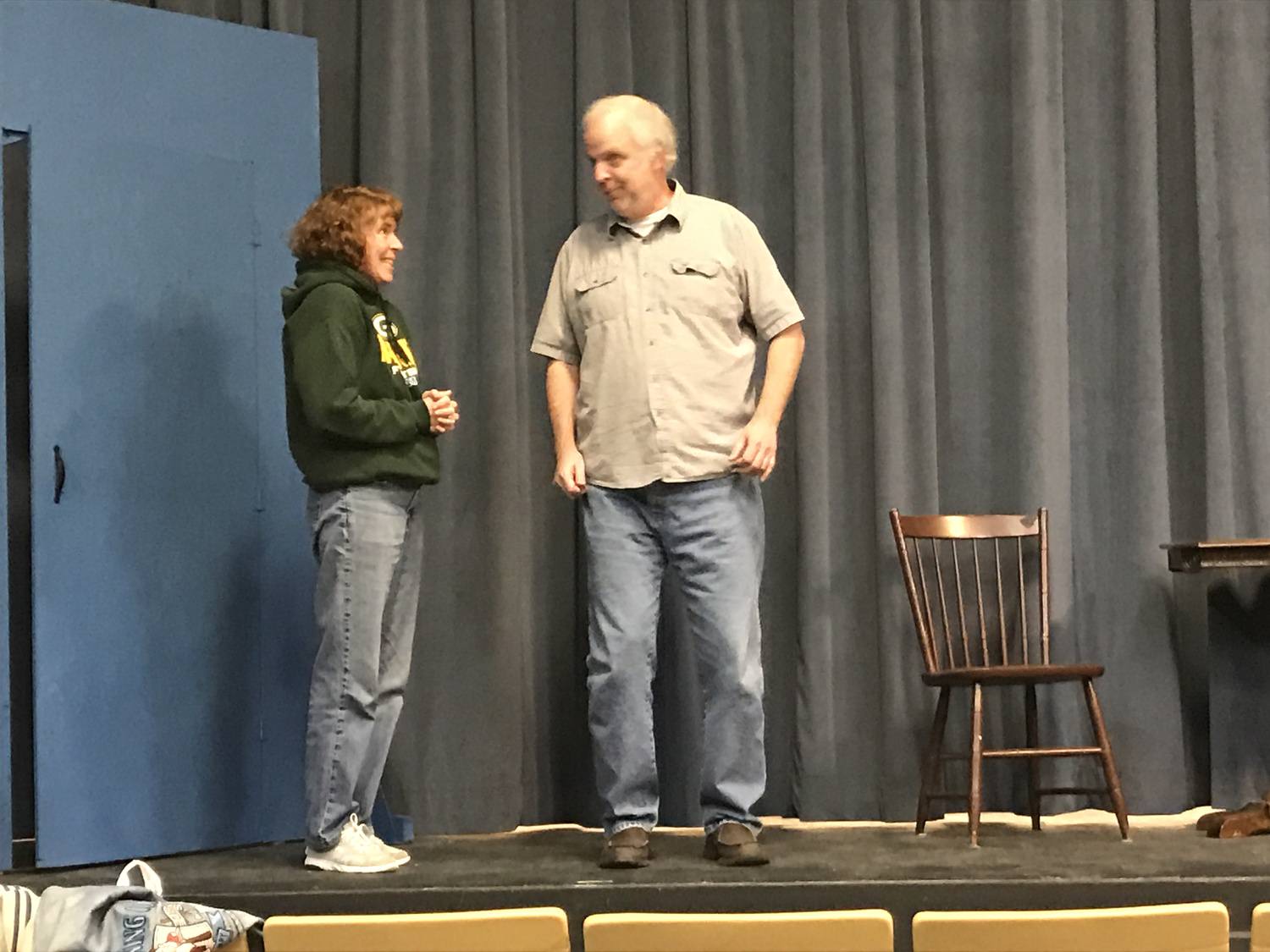 Chuck Rafferty, of Laurel, DE, as Willie Clark, rehearses with John Moller, of Dover, DE, as Ben Silverman. 5