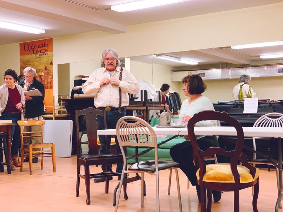 It looks like someone is frazzled- Mike and Phyllis Chapman, play characters that are soon to be discovered having a little affair when an unexpected guest arrives 