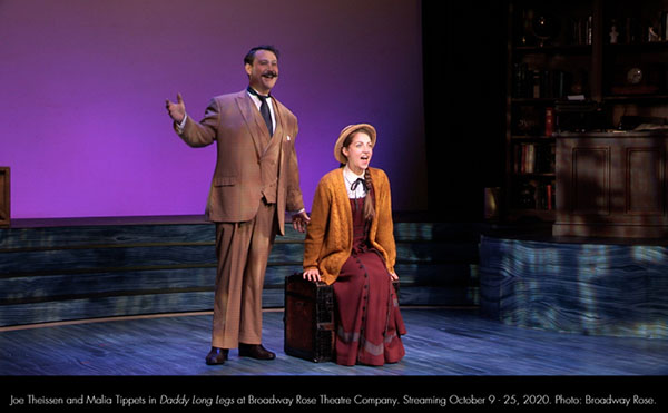 Joe Theissen and Malia Tippets in Daddy Long Legs at Broadway Rose Theatre Company. Streaming October 9 - 25, 2020. Photo: Broadway Rose.