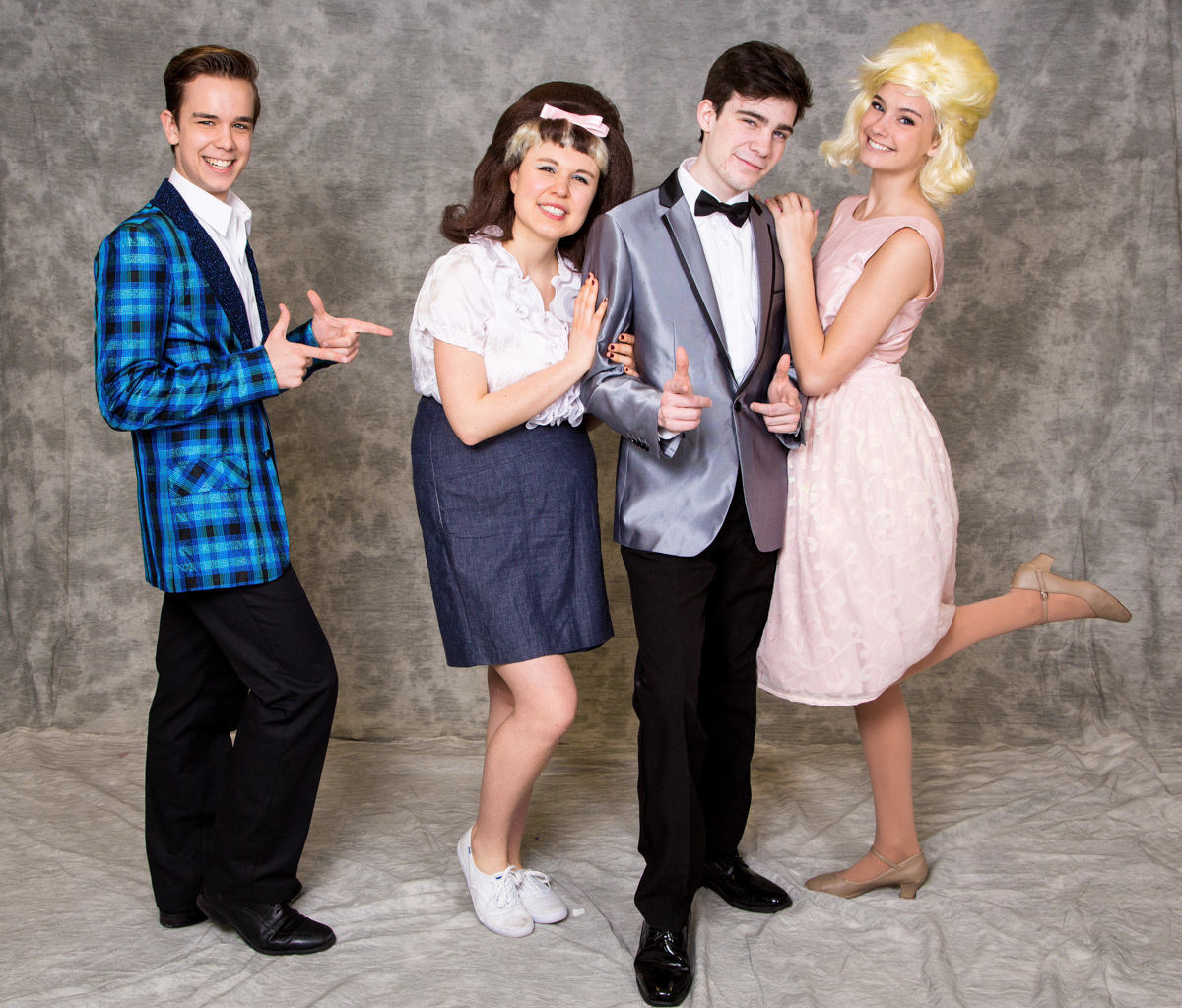 SKIT’s production of HAIRSPRAY features some of the “nicest kids in town” including (L-R): Jonah Lione, 16, of Clinton; Alyssa van Veldheuisen, 17, of Flemington; Avery Stoker, 18, of Clinton; and, Natalie Mehl, 16, of Lebanon Twp. Only four performances at Voorhees High School in Glen Gardner, NJ: Saturday, May 6 at 7:30pm; Sunday, May 7 at 2:00pm; Friday, May 12 at 7:30pm; and, Saturday, May 13 at 7:30pm. Tickets available at www.showkids.org