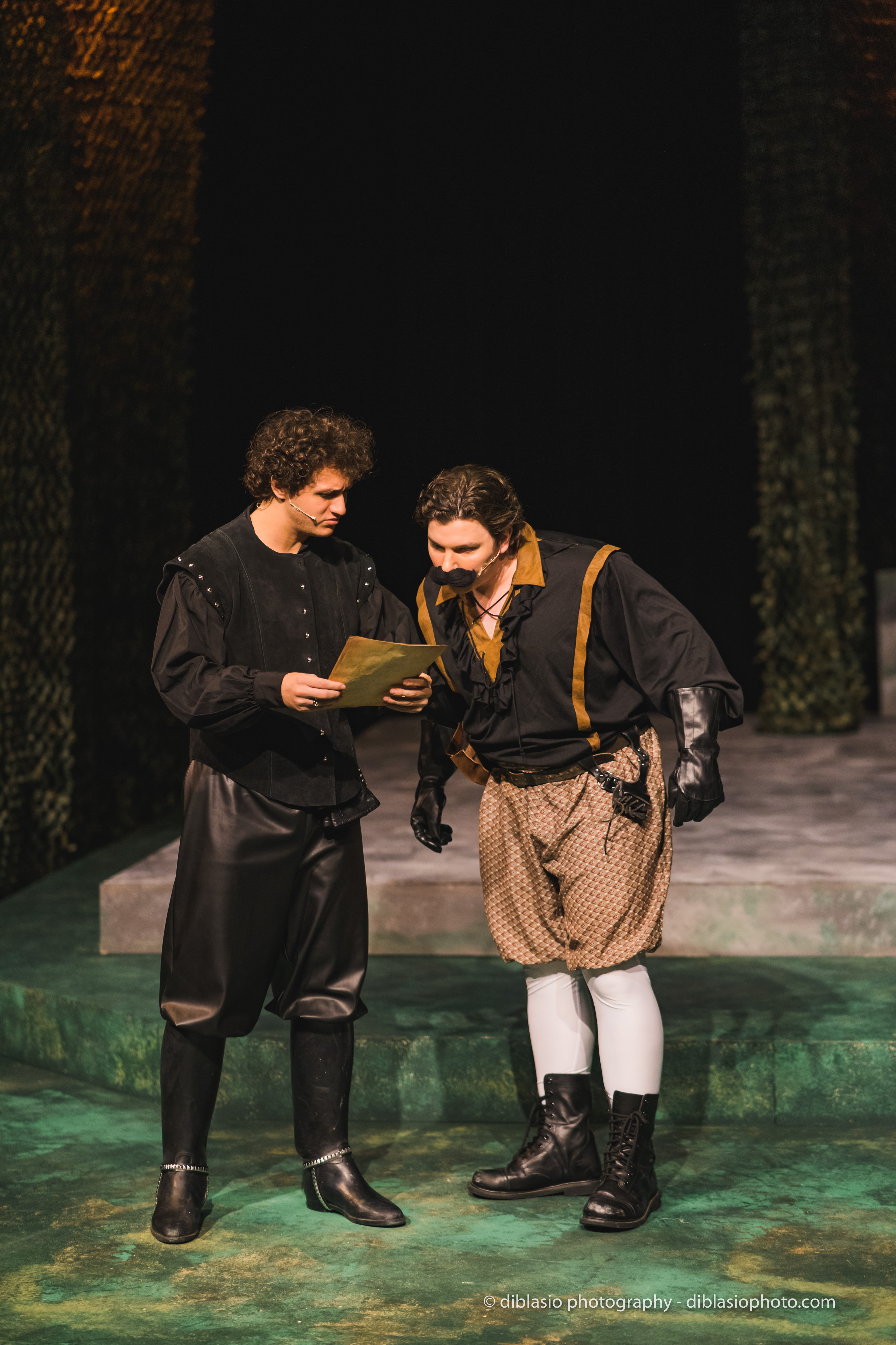 Liam O Toole (left) as Sir Guy of Gisbourne and Ben Smallwood (right) as The Sheriff of Nottingham