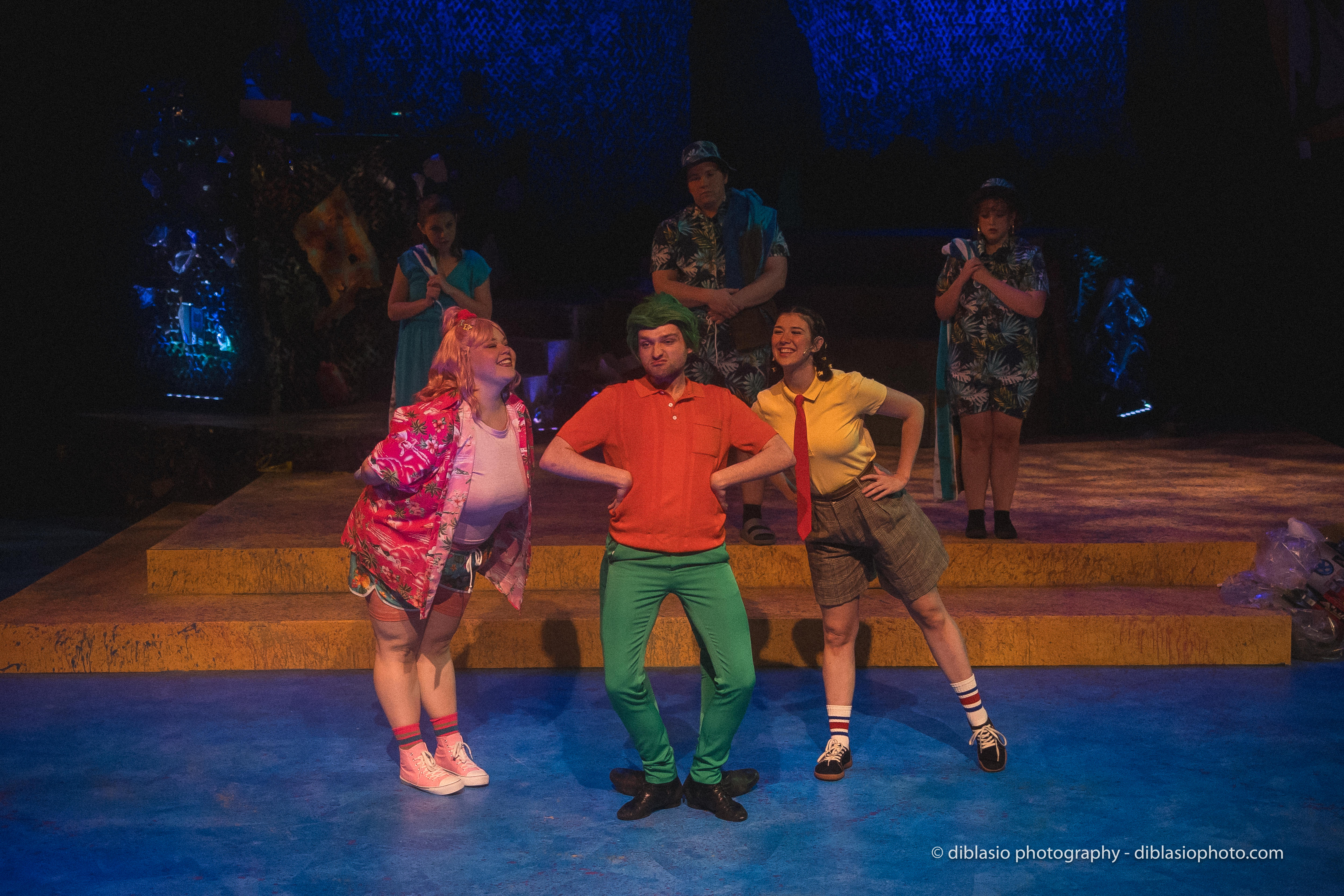 Carly Shepherd as Patrick, Conner Triplett as Squidward, and Emmaline Conlin as SpongeBob