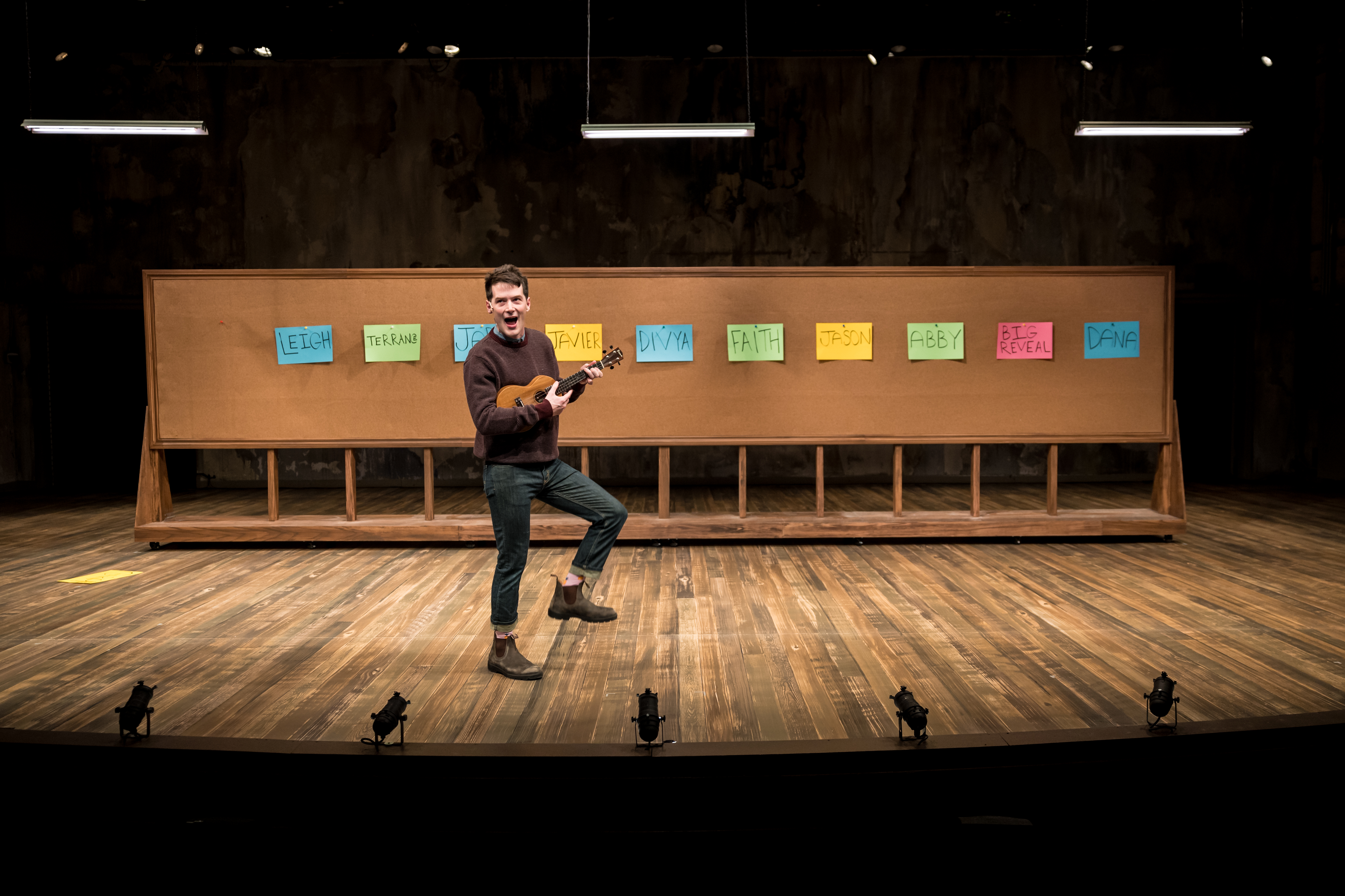 Writer-performer Milo Cramer in SCHOOL PICTURES at Theater Latt Da, running Feb 5 - Mar 2, 2025. Photo: Dan Norman. 