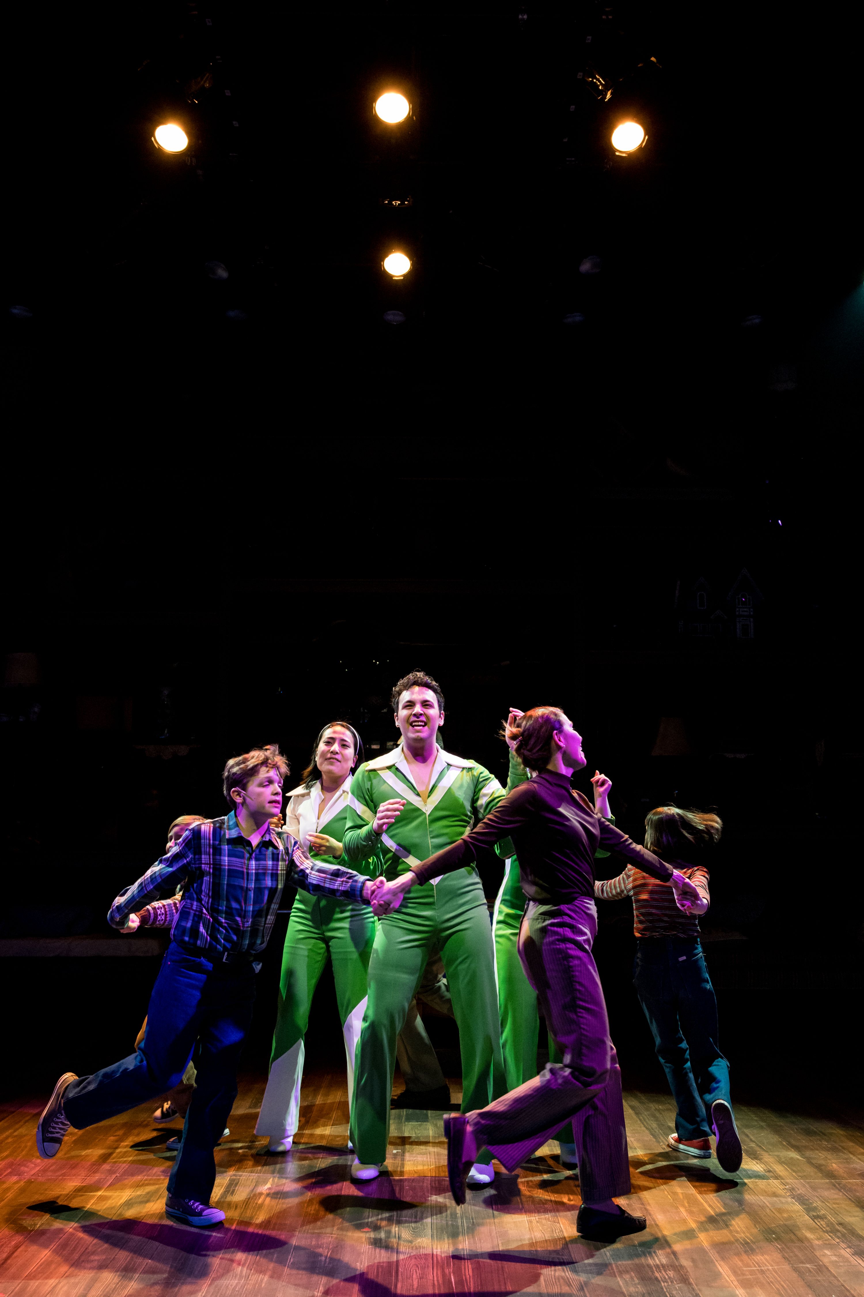 Truman Bednar (Christian), Emma Schuld (Susan Dey), Berto Borroto (Bobby Jeremy), Ann Michels (Helen), Eve Scharback (Small Alison). Photo: Dan Norman. Truman Bednar (Christian), Emma Schuld (Susan Dey), Berto Borroto (Bobby Jeremy), Ann Michels (Helen), Eve Scharback (Small Alison). Photo: Dan Norman.