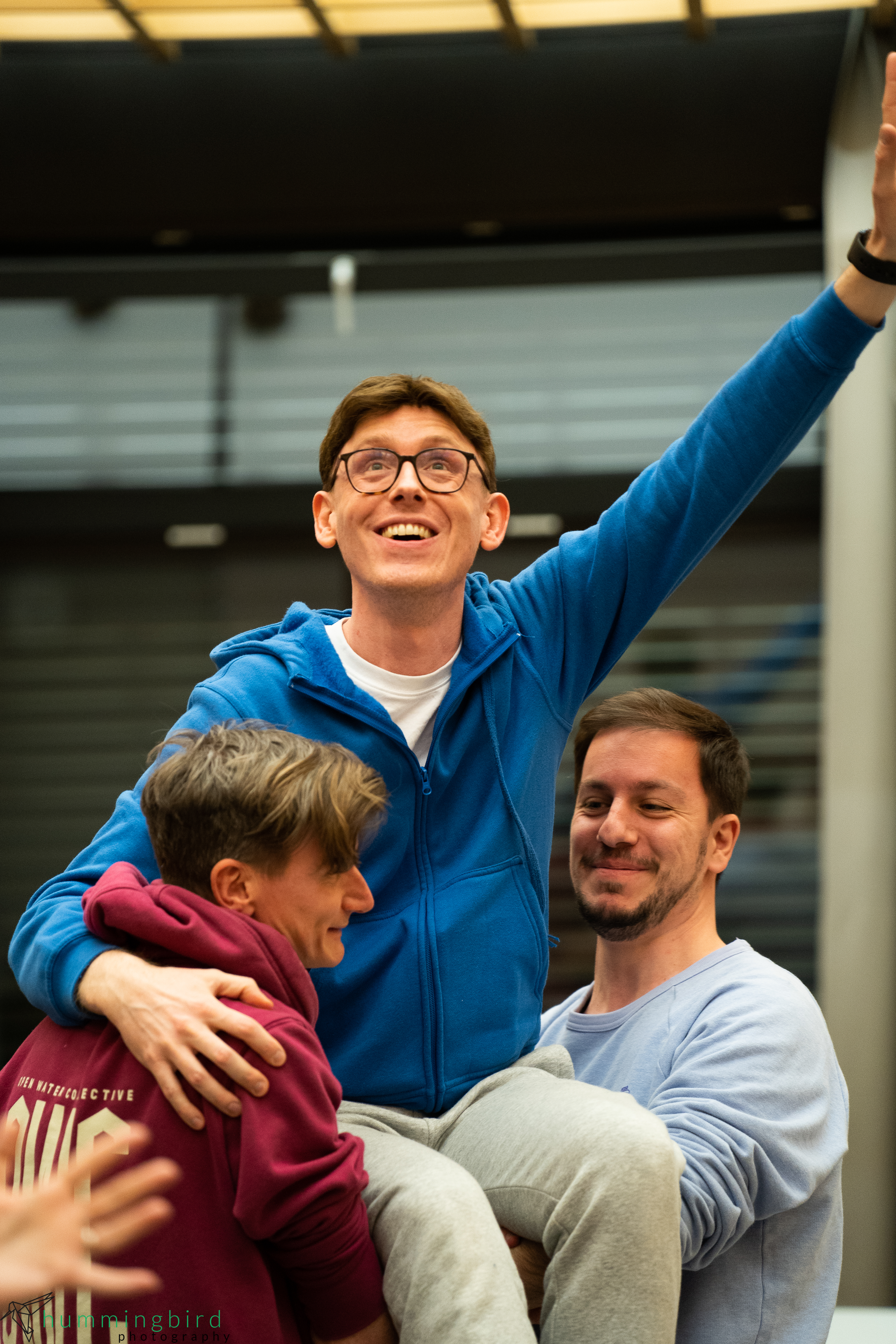 Christopher, played by Oli Pont, is lifted during a recent rehearsal.
