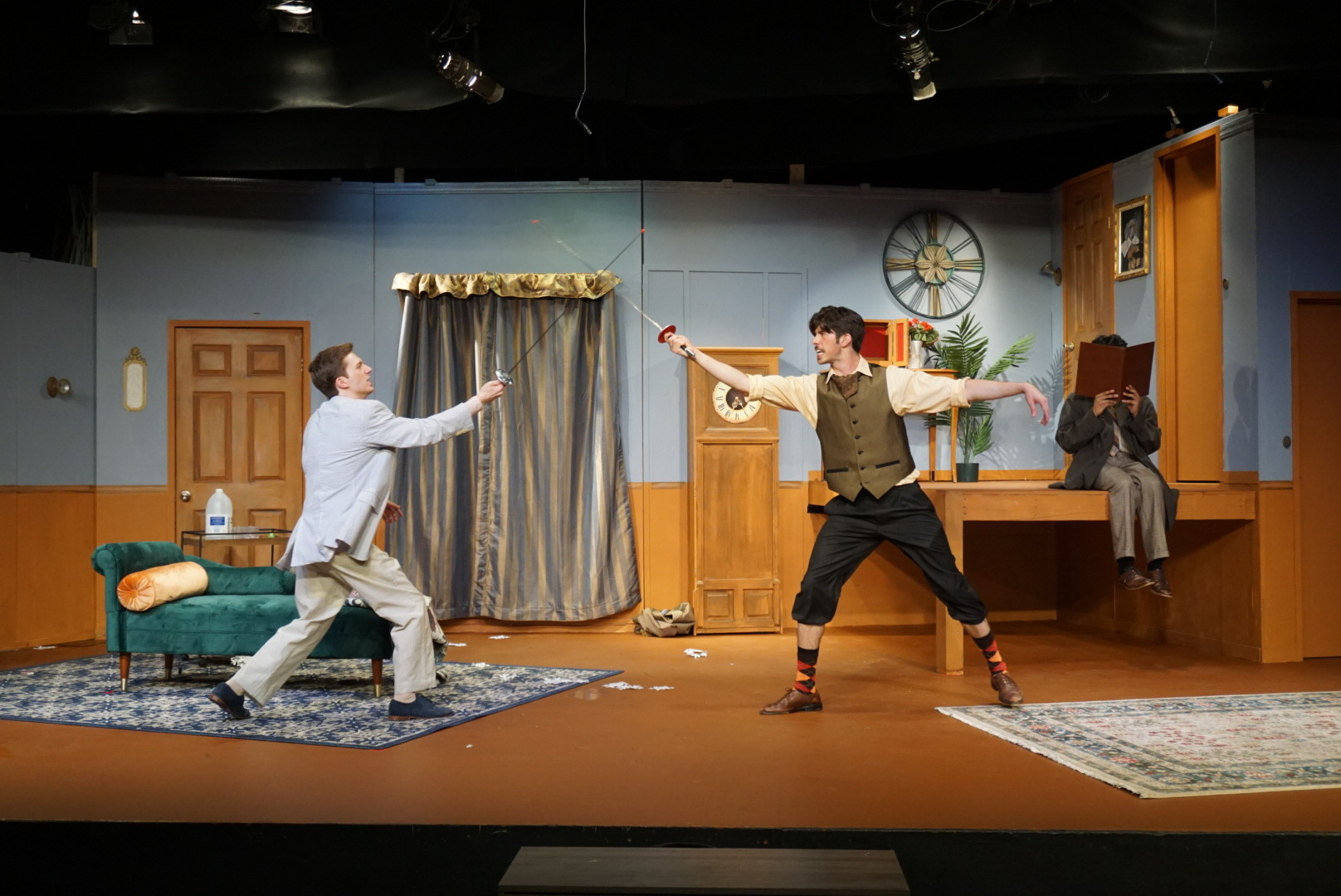 Production Photo. Play That Goes Wrong Company. (Left to Right: Casey Kassal & Tristan-Teja McDaniel)