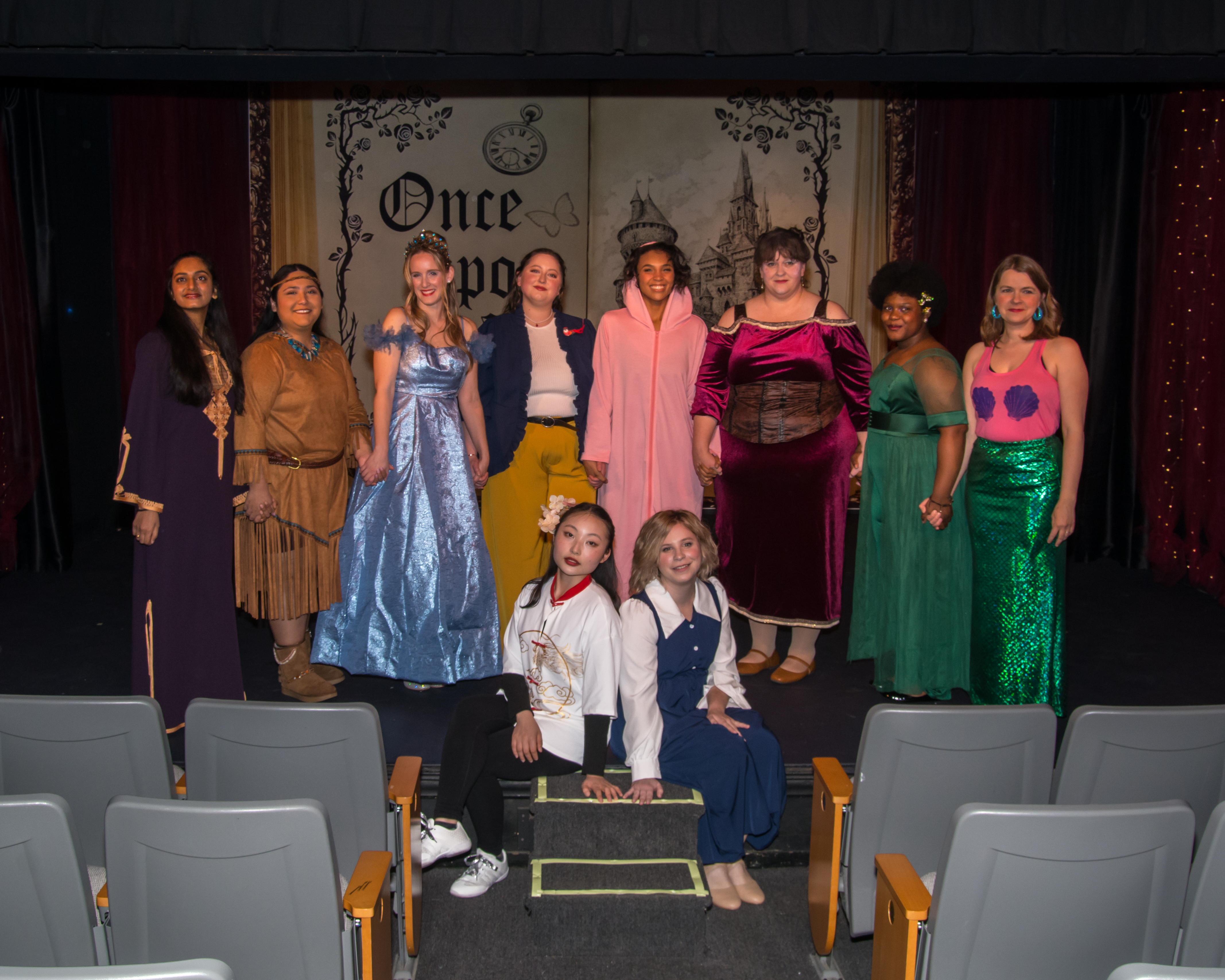 The cast of Disenchanted at Old Academy Players