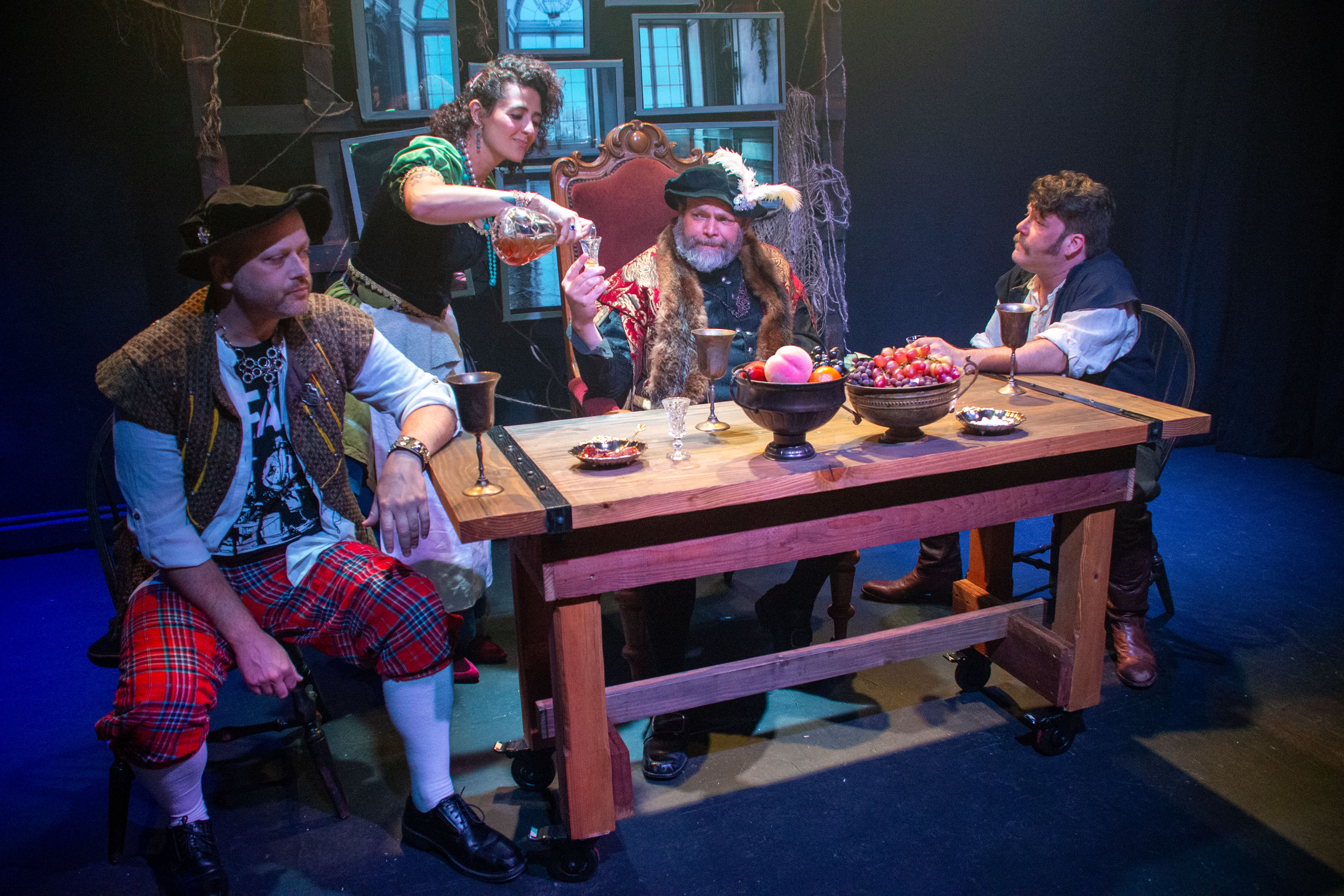 Bobby Zelsdorf, Spencer Karlak, Paul Knox, and Rob Young in Witch at the The Garage Theatre      Photo Credit: Diana Kaufmann