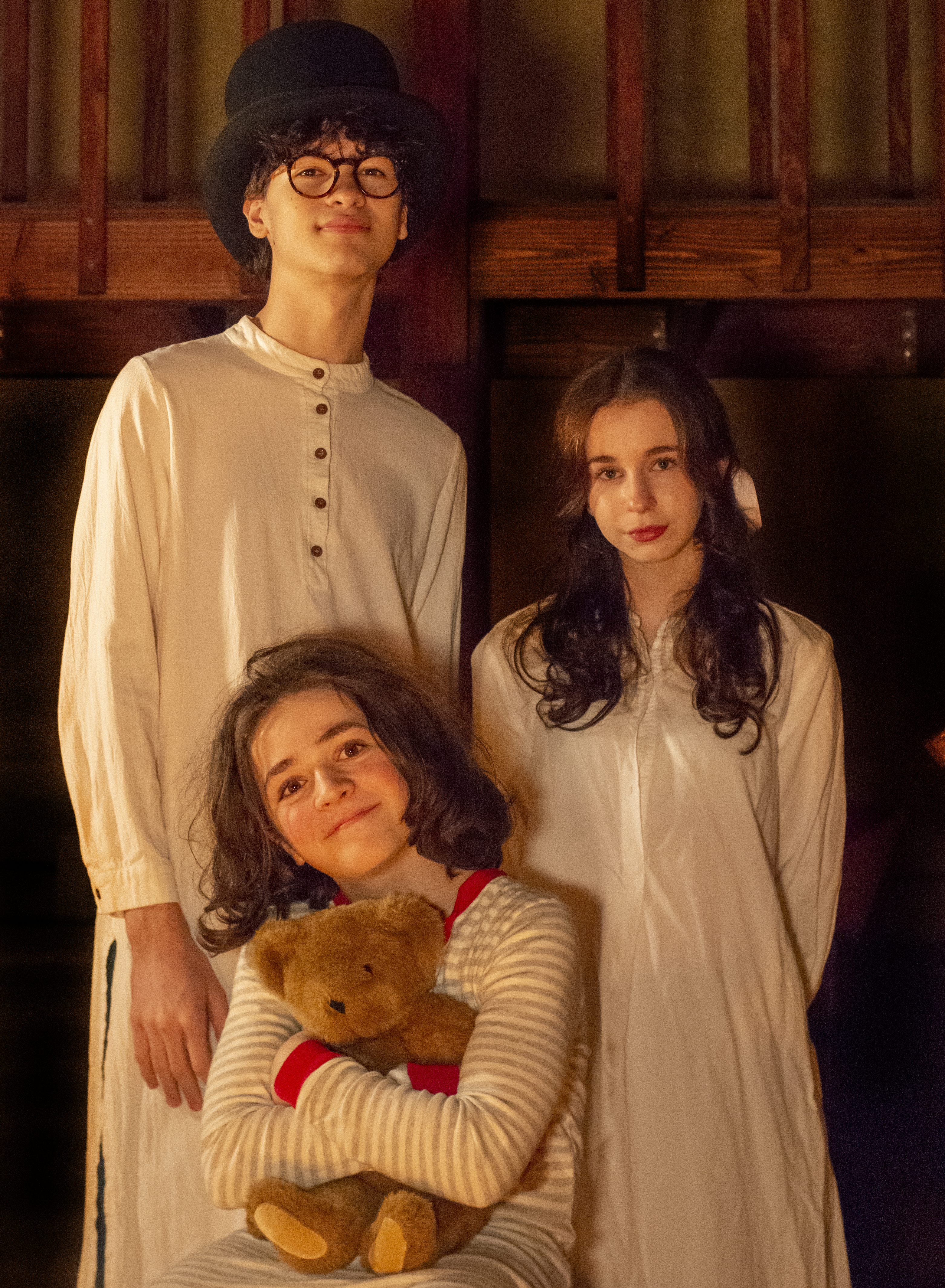 John (Omer Yurdusever) Wendy (Sophia Furshpan) and Michael (Kai Lilien) Darling. 