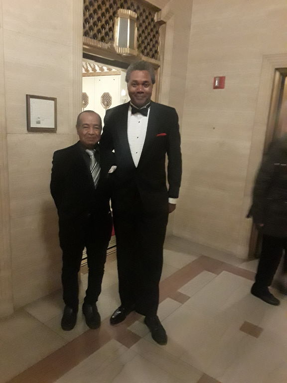 Windy City Reunion: 1n 2019, at The Lyric Opera of Chicago, ESC actors Kym Crawford (Pozzo) and Darryl Maximilian Robinson (Vladimir) take their first photo since starring in the 1997 Chicago Godot.