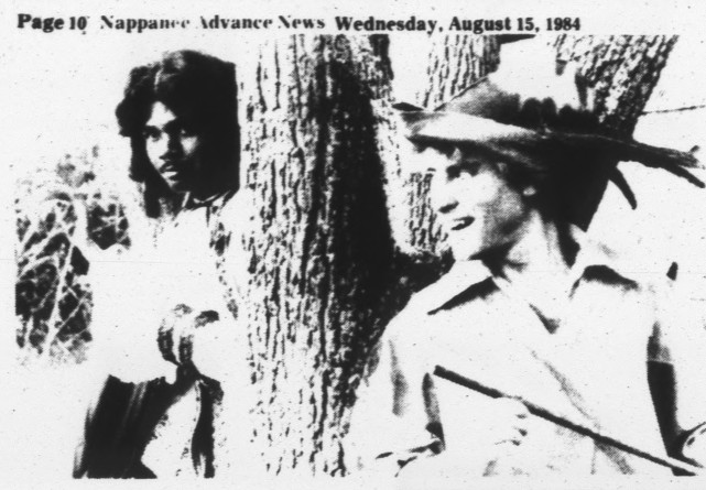 Hunt In Neverland: August 15, 1984 Nappanee Advance-Leader Press Photo of Darryl Maximilian Robinson as Captain Hook and Timothy Mathis in the title role of the musical Peter Pan at Enchanted Hills.