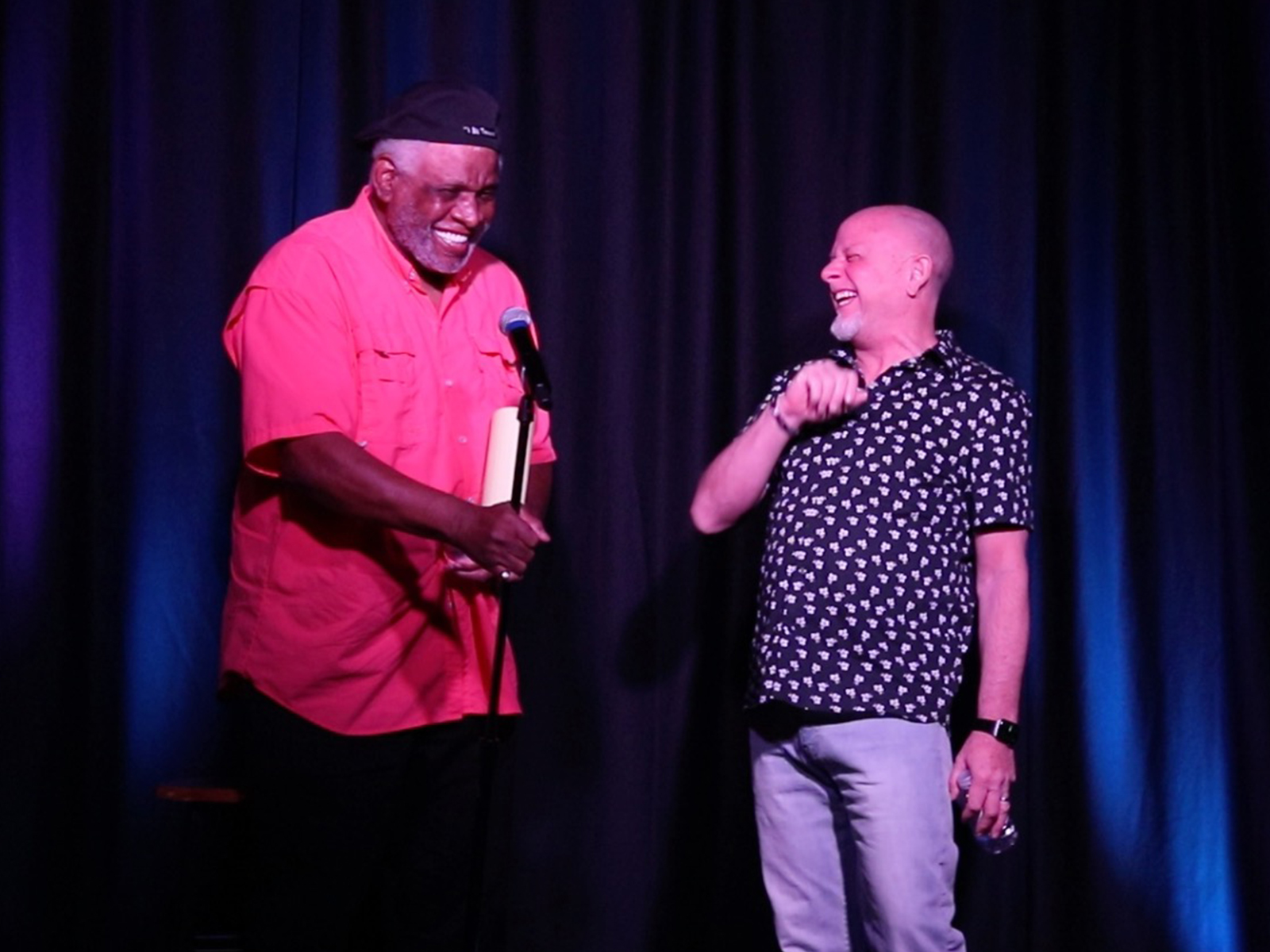 Comedy legend George Wallace joins Don Barnhart onstage at Delirious Comedy Club