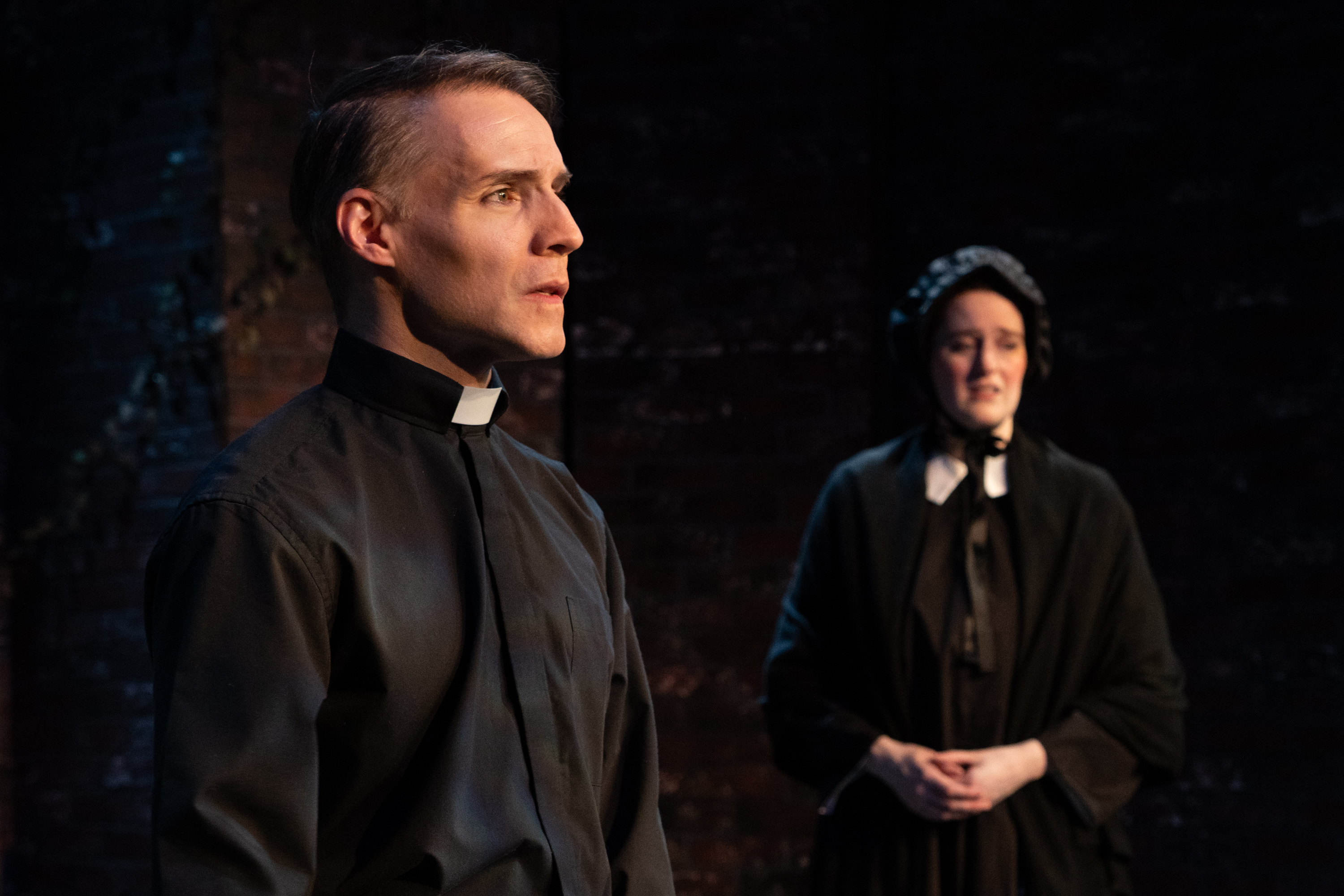 Justin Scalise as Fr. Flynn Rebecca Woods as Sr. James Photo by John Rogers