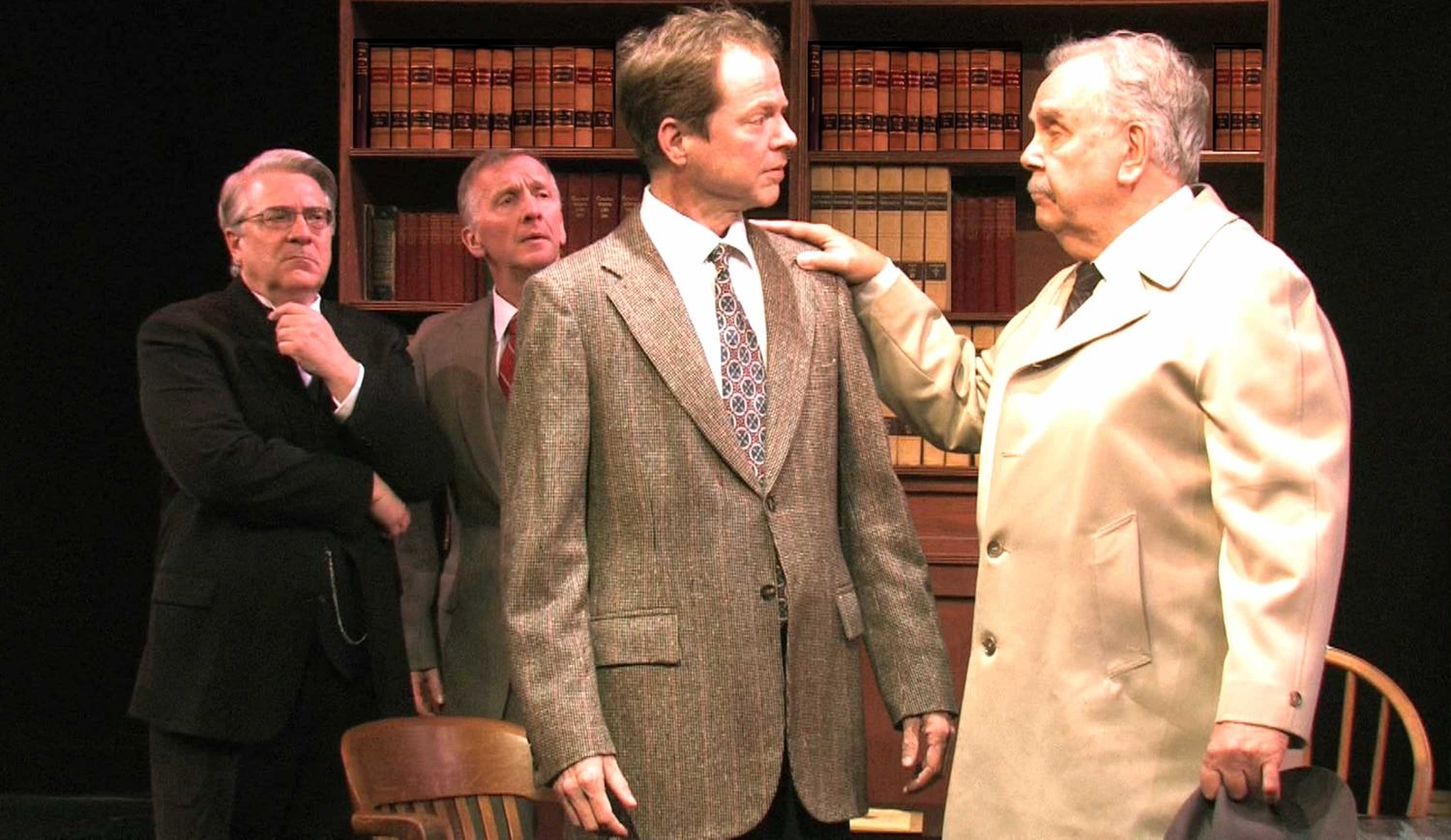 Barry Hatrick, David Victor, Travis Branch and David Pirrie in the Westport Community Theatre’s production of Agatha Christie’s Witness for the Prosecution.
1