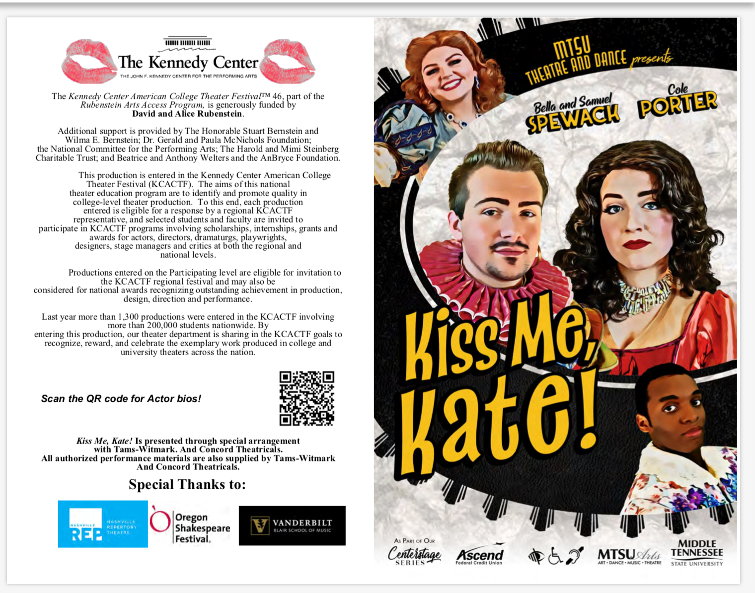 MTSU Kiss Me, Kate! Program cover 2019