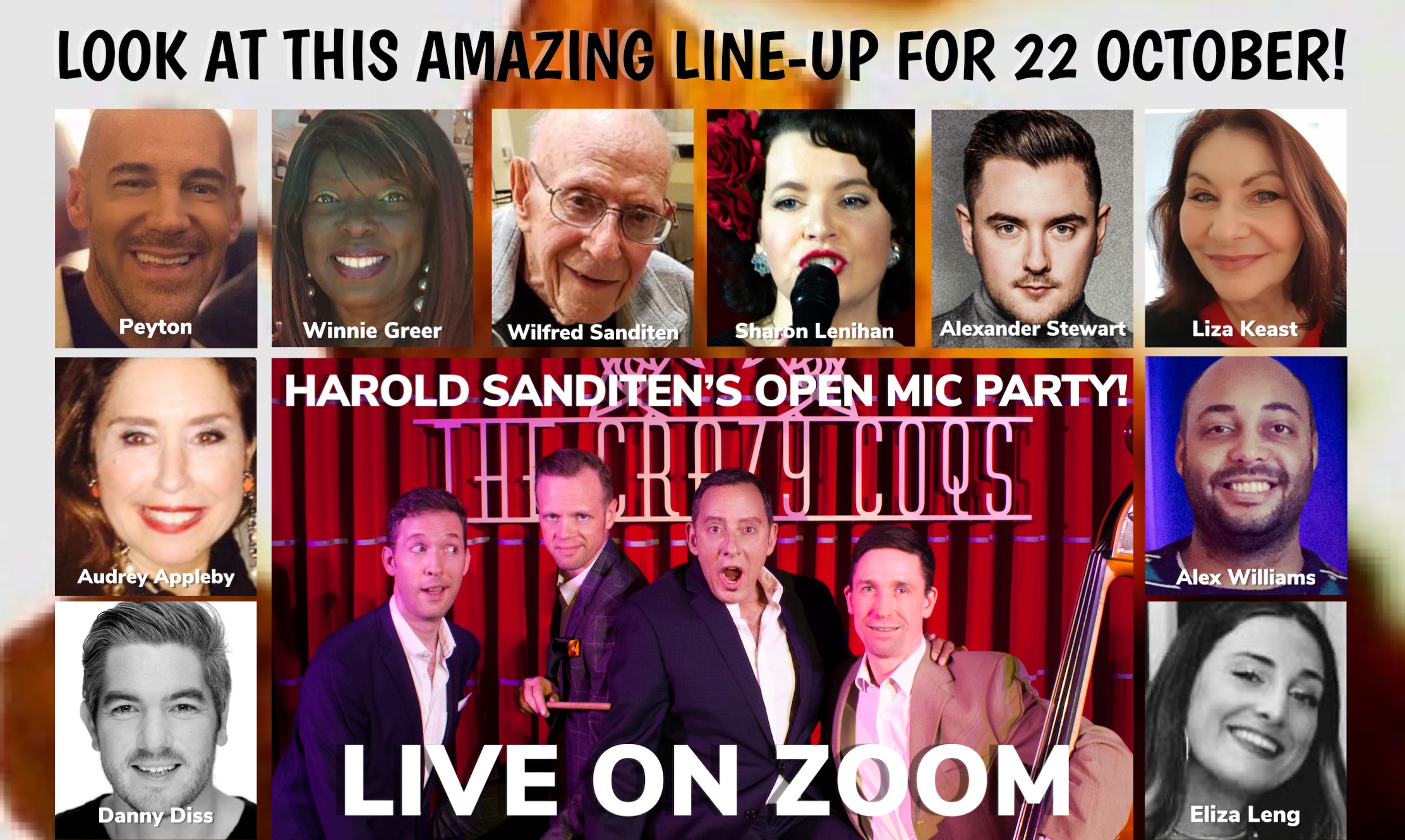 Here's the line-up for 22 October