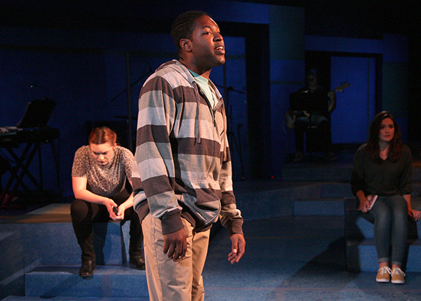 Sarah Pierce, Jewell Holloway, and Elizabeth Curtin in the OC premiere of the Benj Pasek & Justin Paul’s musical, EDGES. Running July 9 – August 8, 2021, at Chance Theater, the song-cycle is directed by James Michael McHale and music directed by Robyn Manion. Photo by: Doug Catiller, True Image Studio