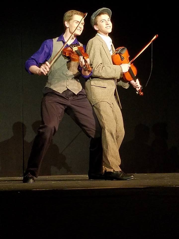 From left to right: Don Lockwood (Cooper Wilson) and Cosmo Brown (Alex Pastrovich)