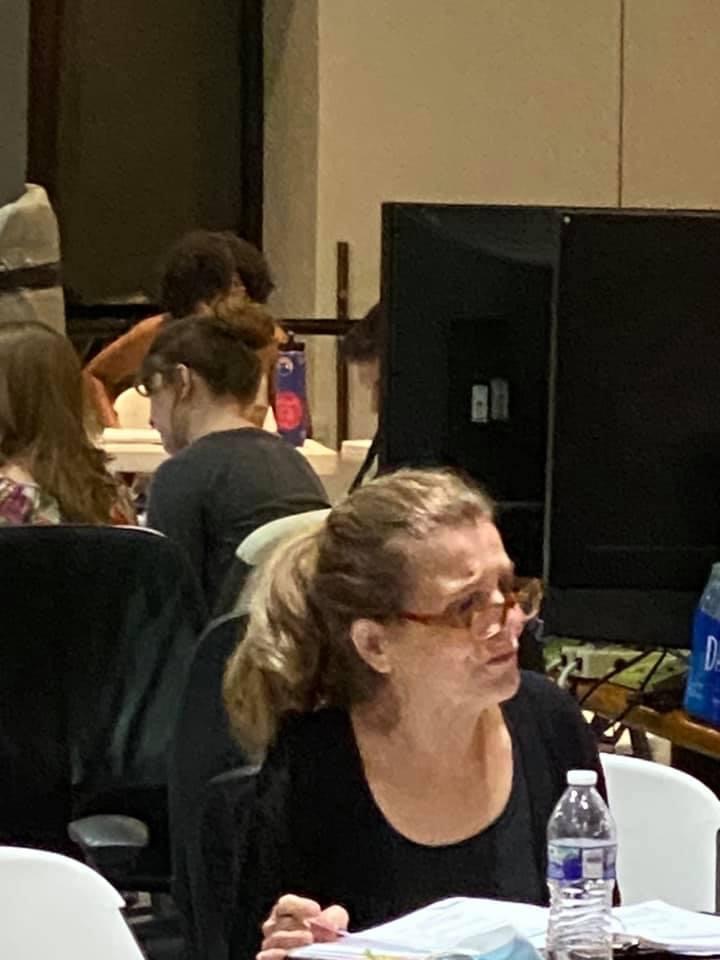 Young Frankenstein presented by The Augusta Players. First Read through. Kay Gross (Frau Blucher)
Photo by Jeff Pullium (The Hermit)