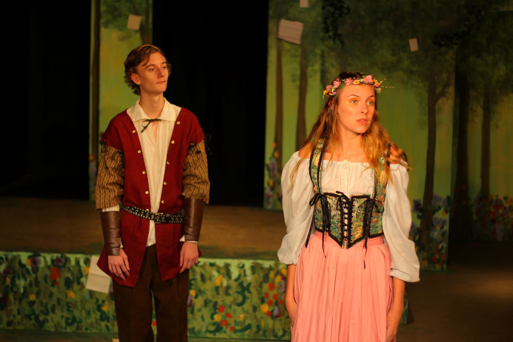 Silvius (Wyatt Najarian) faithfully follows his crush, Phoebe (Ali Ryan ). Photo by Luis Aranda Silvius (Wyatt Najarian) faithfully follows his crush, Phoebe (Ali Ryan ). Photo by Luis Aranda