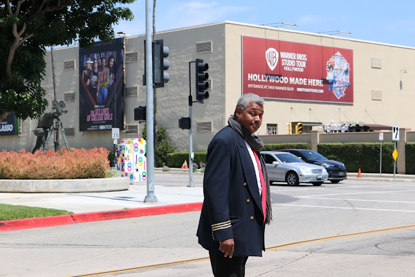 SHOW APPEARANCE COMPLETED!: Veteran stage actor and play director Darryl Maximilian Robinson departs UBNGO Radio and Television Studios in Burbank after his fourth appearance, April 18, 2022, Episode 8.16 on 'The Actor's Choice'. Photo by J.L. Watt.
