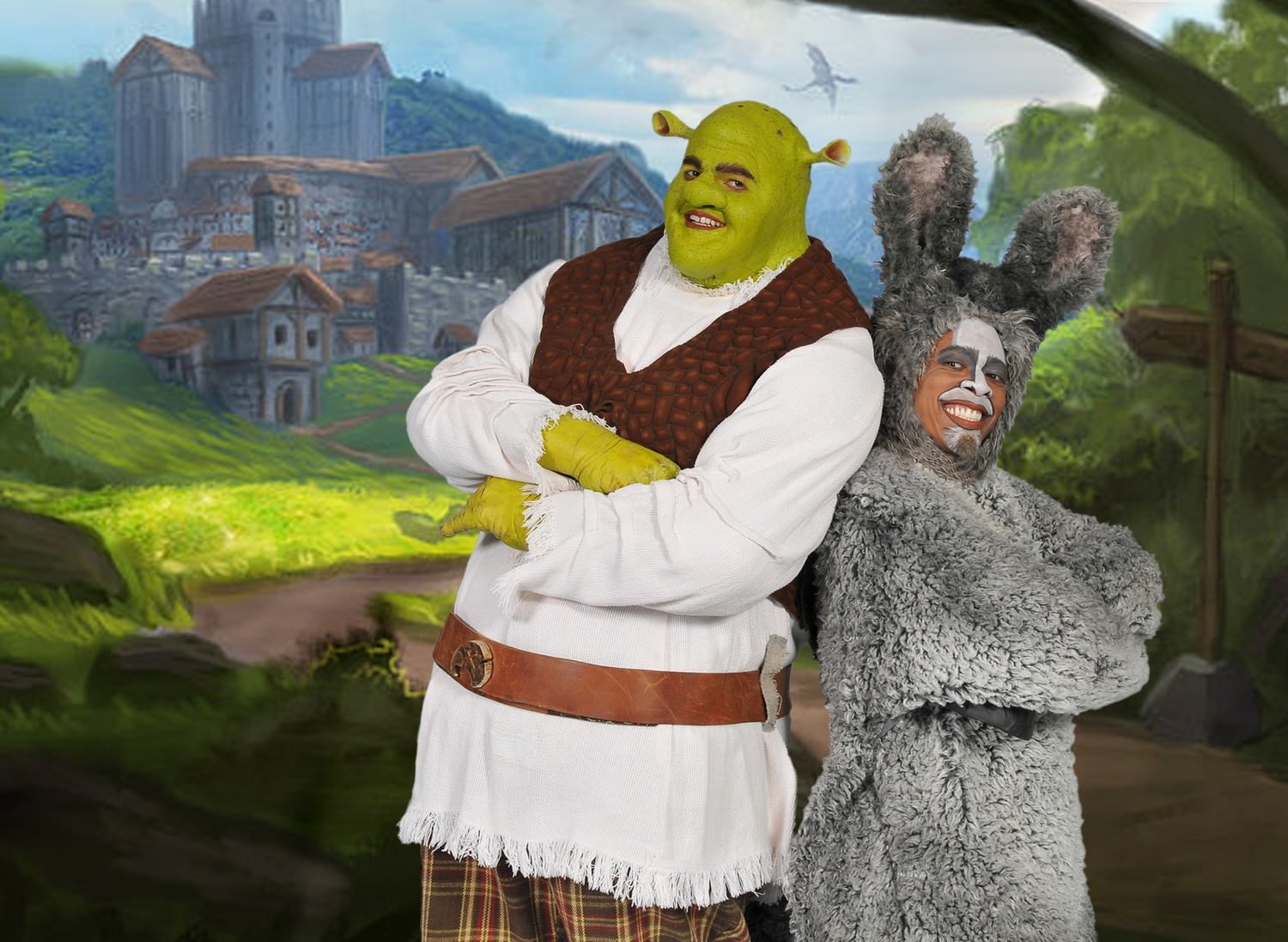 Here is a great shot of our Shrek (Trent Mills) and Donkey (Lawrence Cummings), wait until you see the whole cast in costume! 