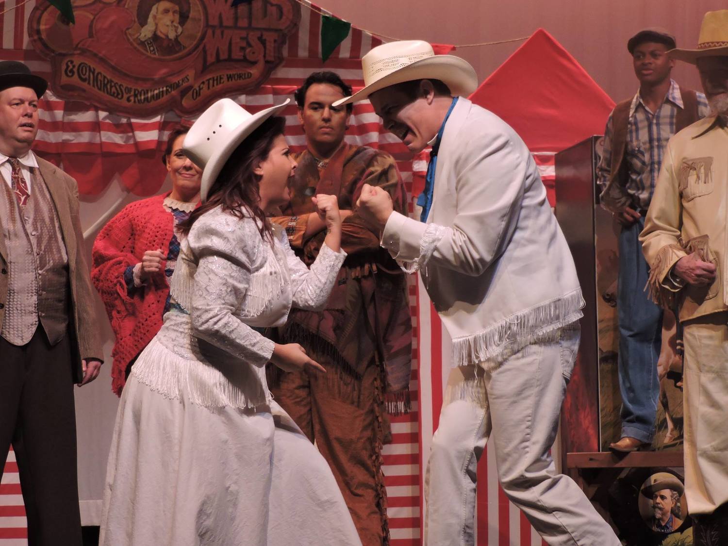 Jordana Forrest as Annie Oakley and James Skiba as Frank Butler in the Curtain Call Playhouse production of Annie Get Your Gun. http://www.geoffreybshort.com/events.html