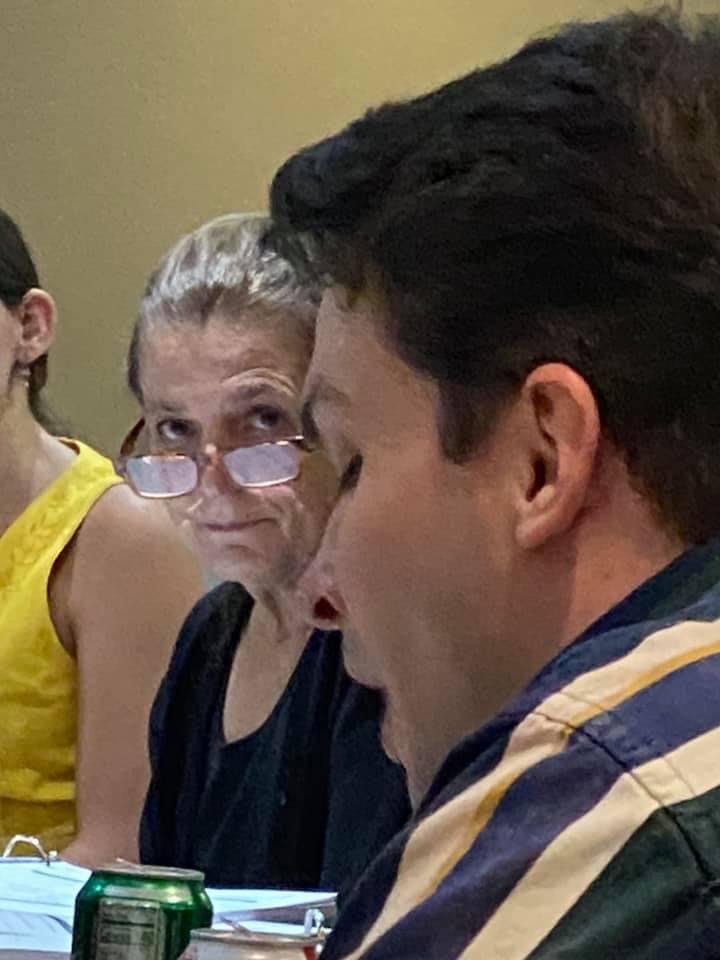 Young Frankenstein presented by The Augusta Players. First Read through. Kay Gross (Frau Blucher), Peter Brannigan (Igor)