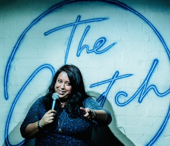 Suchandrika performing stand-up