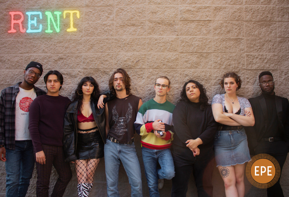 Principal Cast of Rent (left to right): John Brownell, Cris Sanchez, Ani Tonoyan, Paul Cushman, Joe Klinker, Ray L. Kloth, Sophie La Fave, Jason Nyabuto