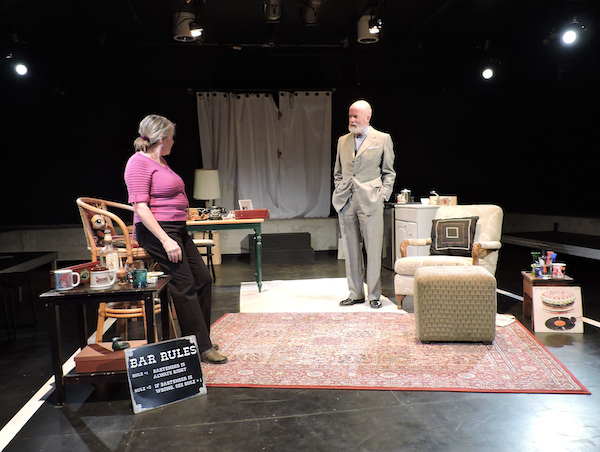 Marie Carriere Gleason as Maude Gutman and Thomas Gough as Lionel Percy in Bakersfield Mist (The Theatre Centre, 2017) Photo credit: David Eden